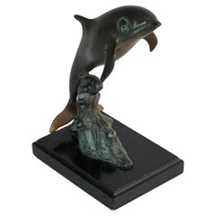 Vintage Rare and Magnificent Brutalist Bronze Dolphin Sculpture, 1970s, France