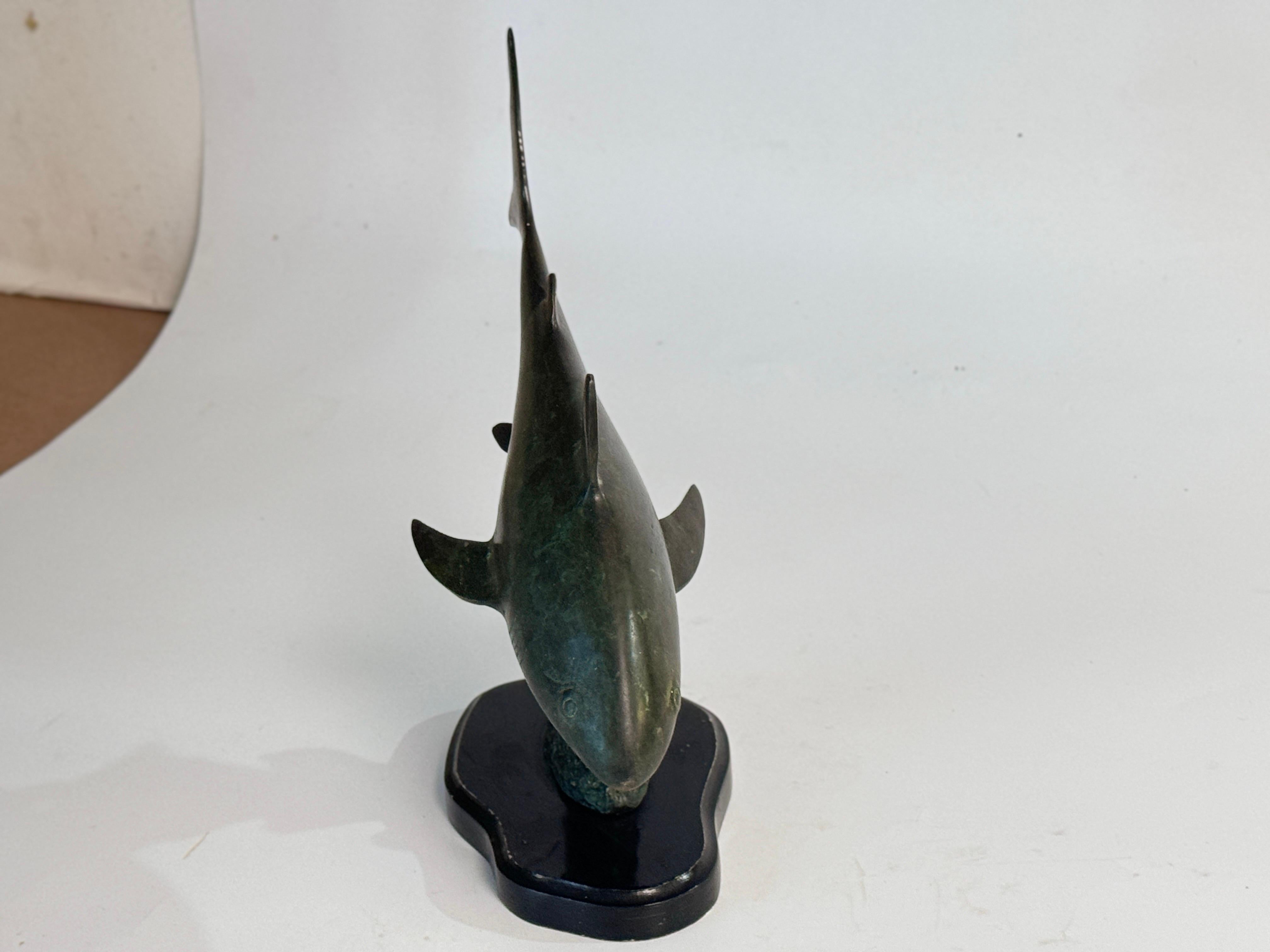 Rare and Magnificent Brutalist Bronze Shark Sculpture, 1970s, France 5
