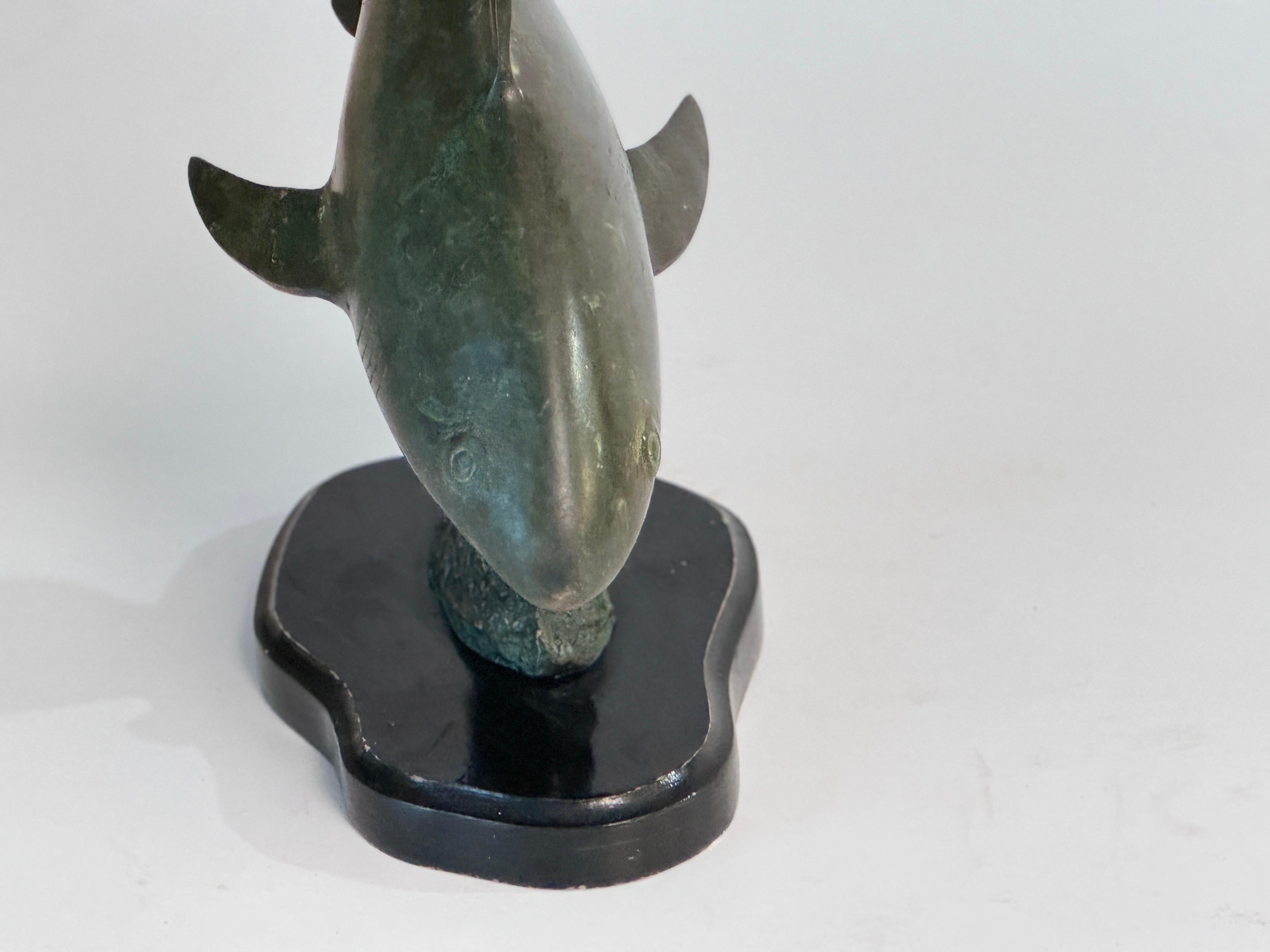 Rare and Magnificent Brutalist Bronze Shark Sculpture, 1970s, France 8