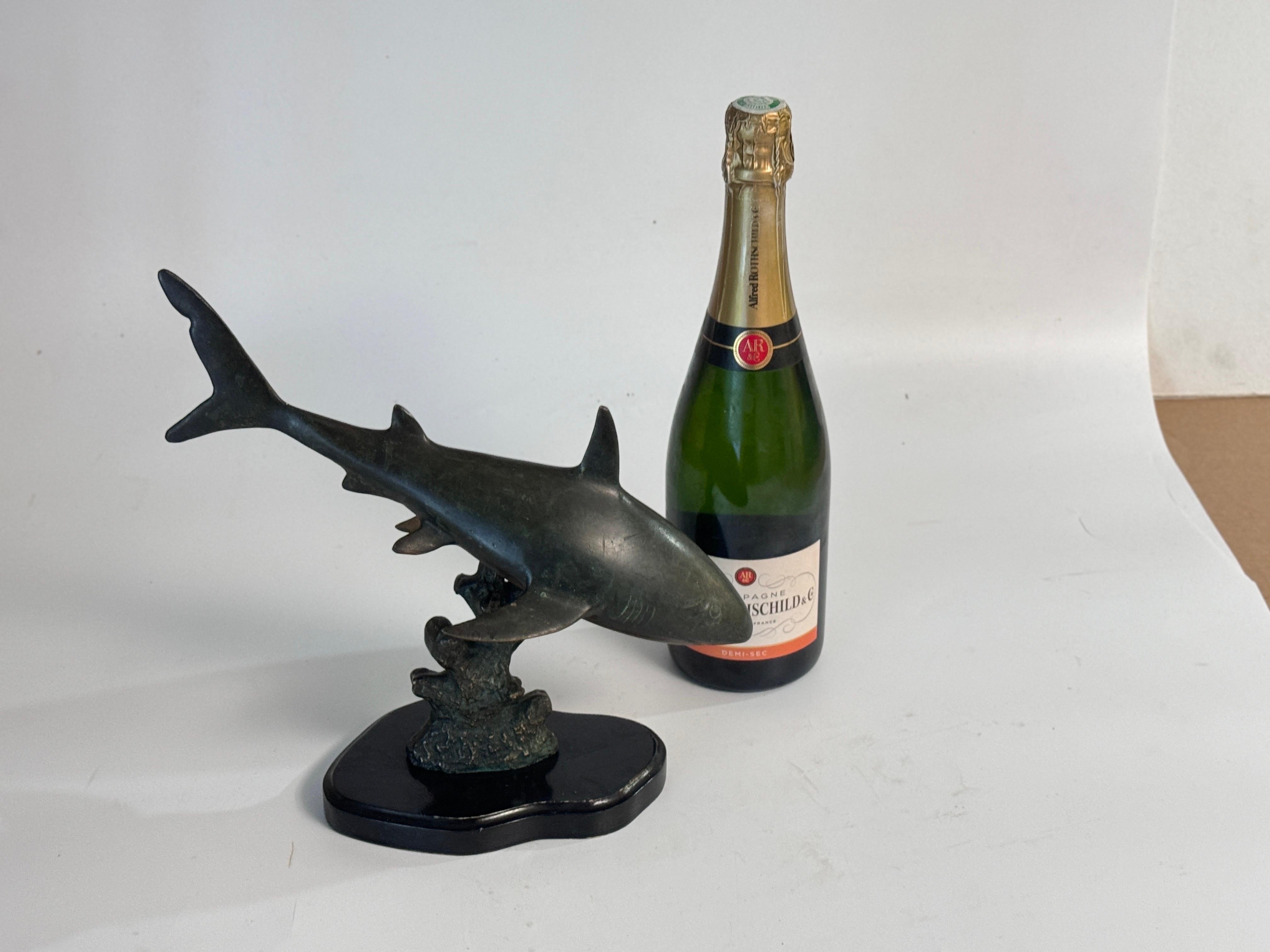 French Rare and Magnificent Brutalist Bronze Shark Sculpture, 1970s, France