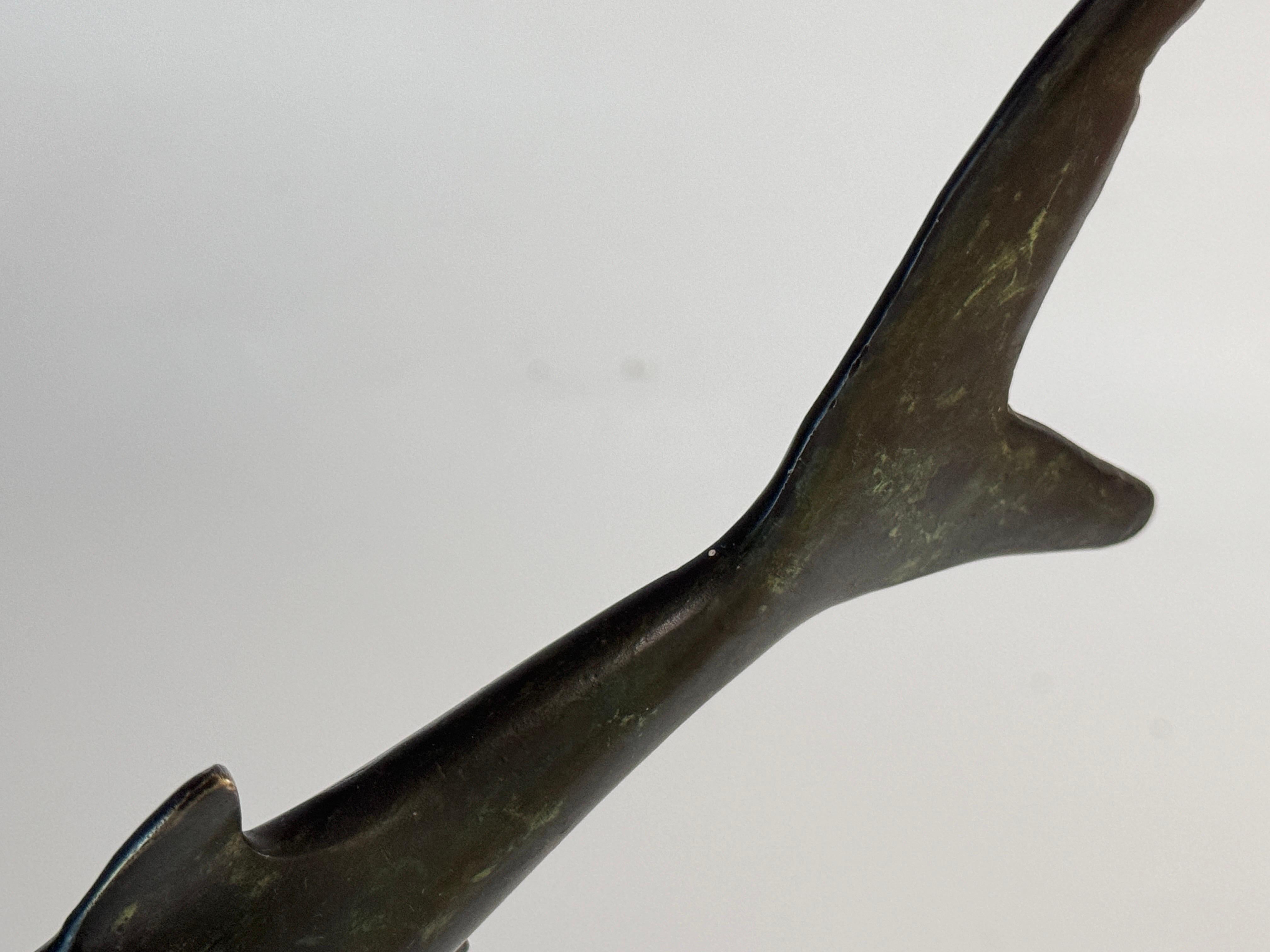 Rare and Magnificent Brutalist Bronze Shark Sculpture, 1970s, France 4