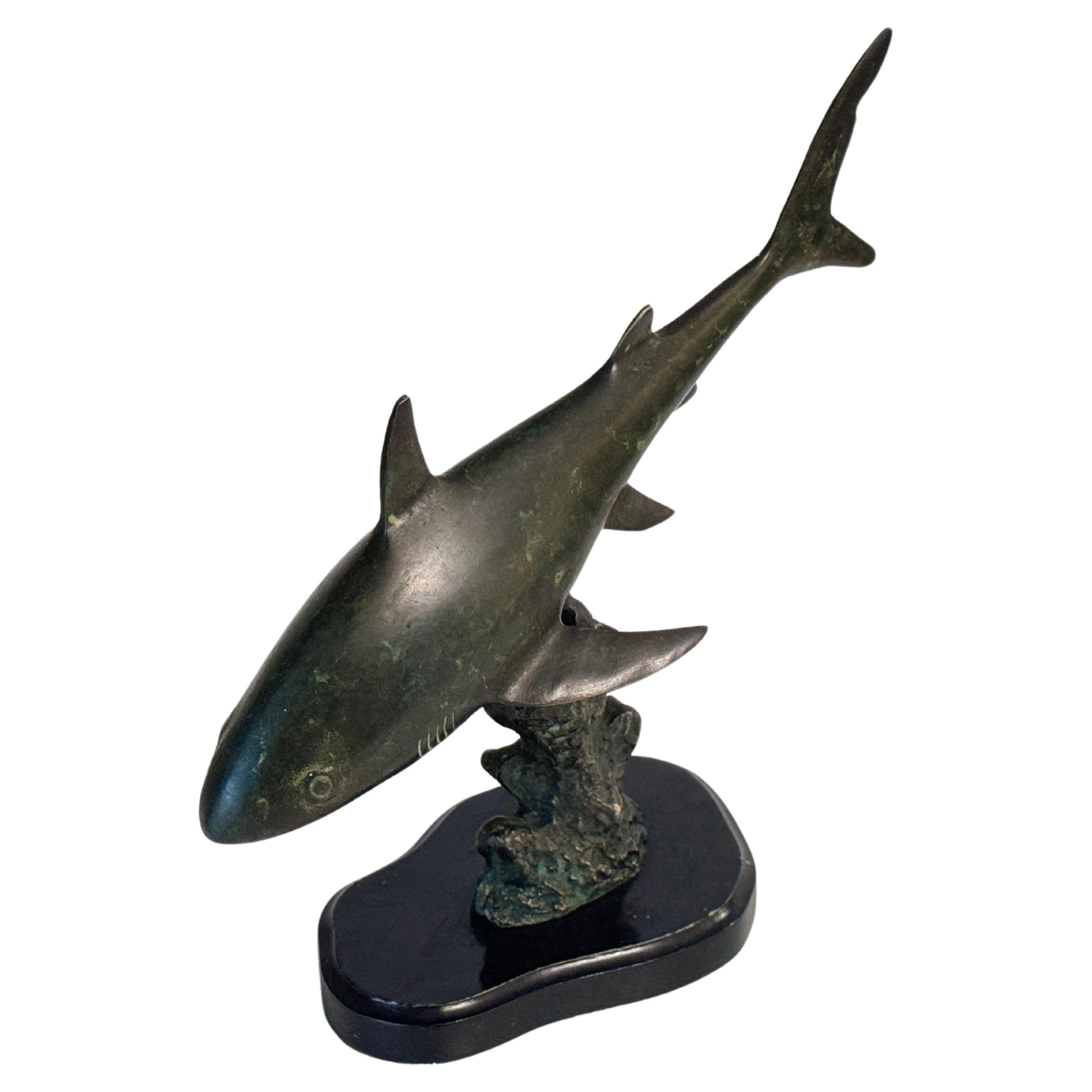 Rare and Magnificent Brutalist Bronze Shark Sculpture, 1970s, France For Sale