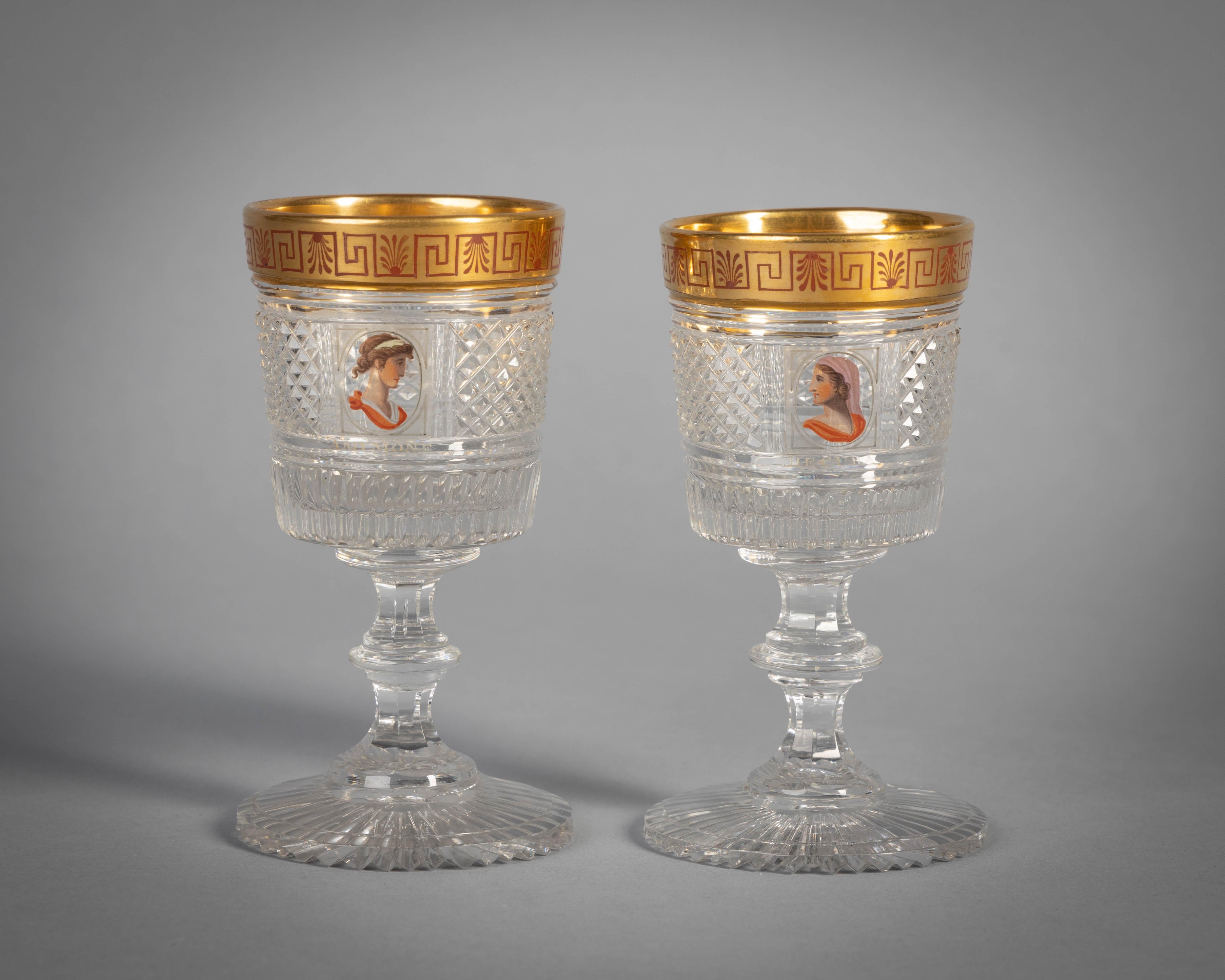 Extensive English Faceted and Enameled and Gilt Glass Service, circa 1815 For Sale 4