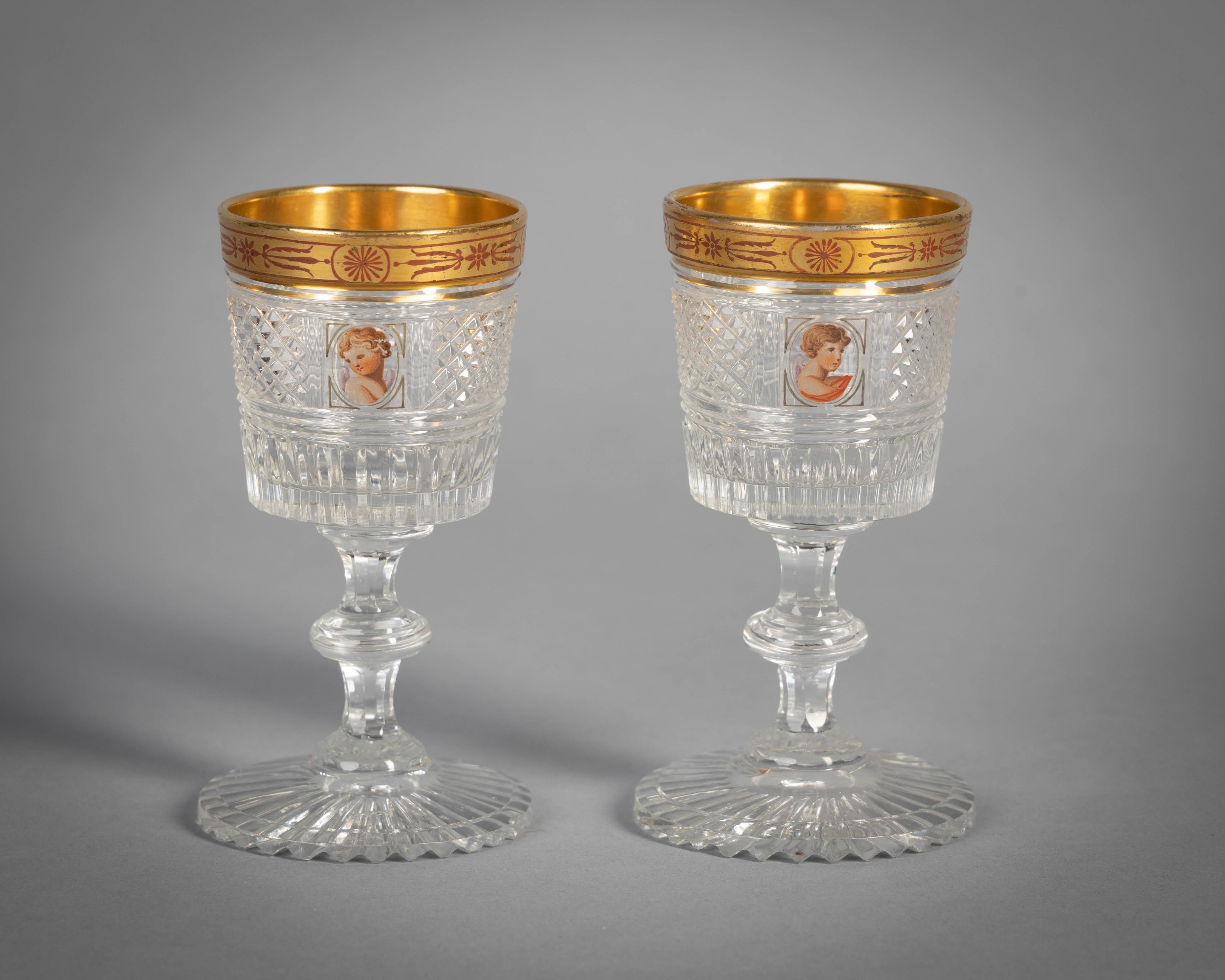 Extensive English Faceted and Enameled and Gilt Glass Service, circa 1815 For Sale 5