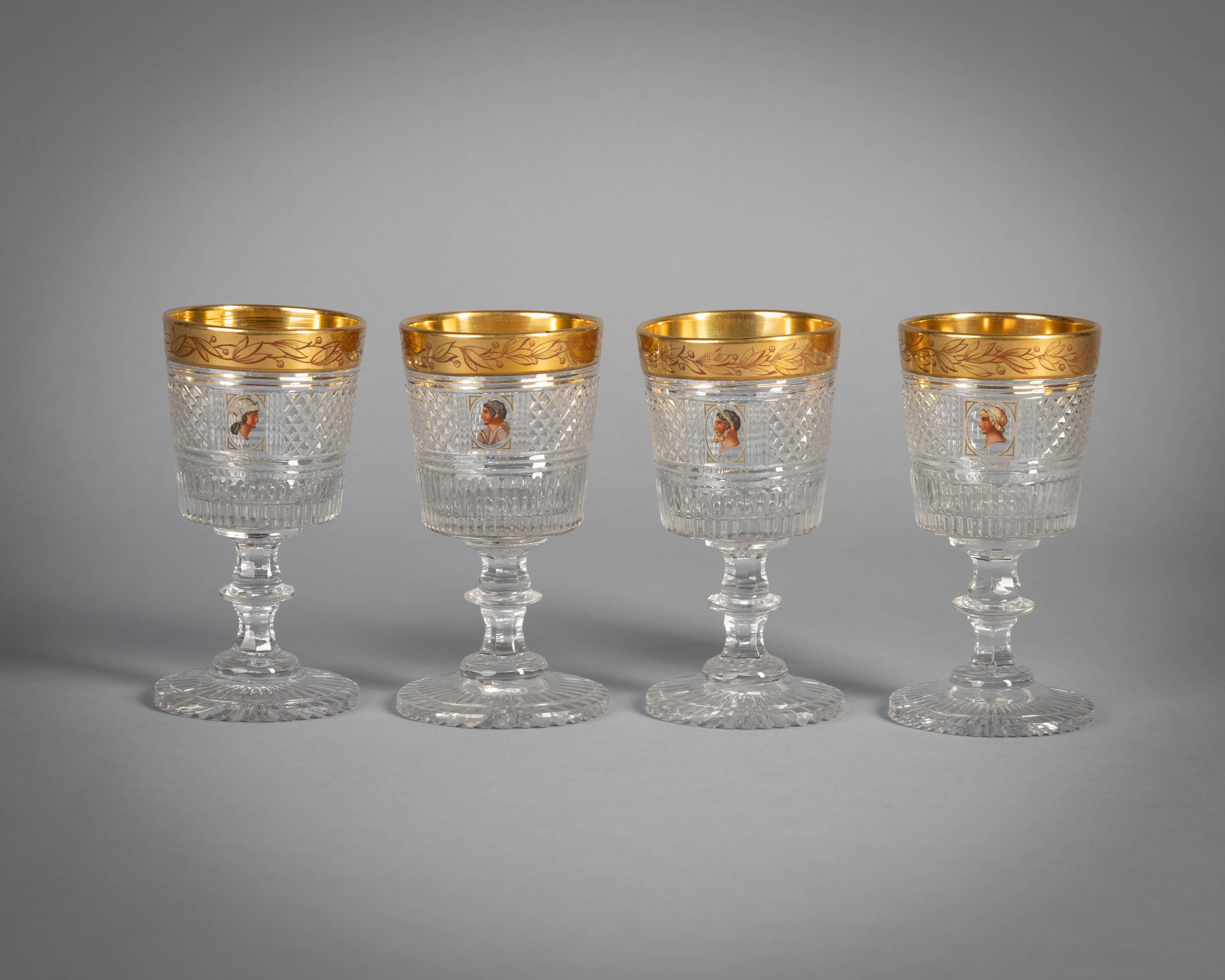 Extensive English Faceted and Enameled and Gilt Glass Service, circa 1815 For Sale 1