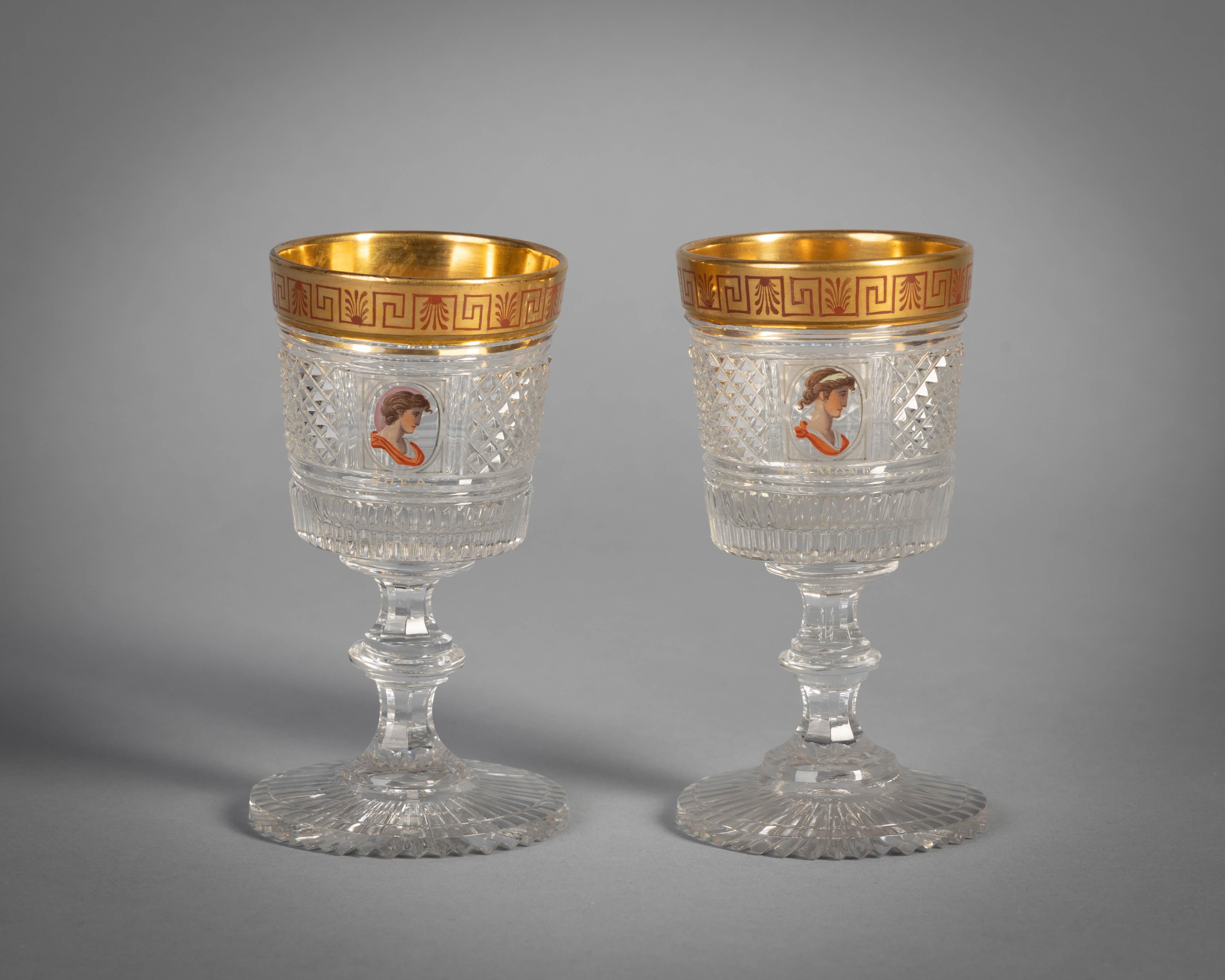 Extensive English Faceted and Enameled and Gilt Glass Service, circa 1815 For Sale 2