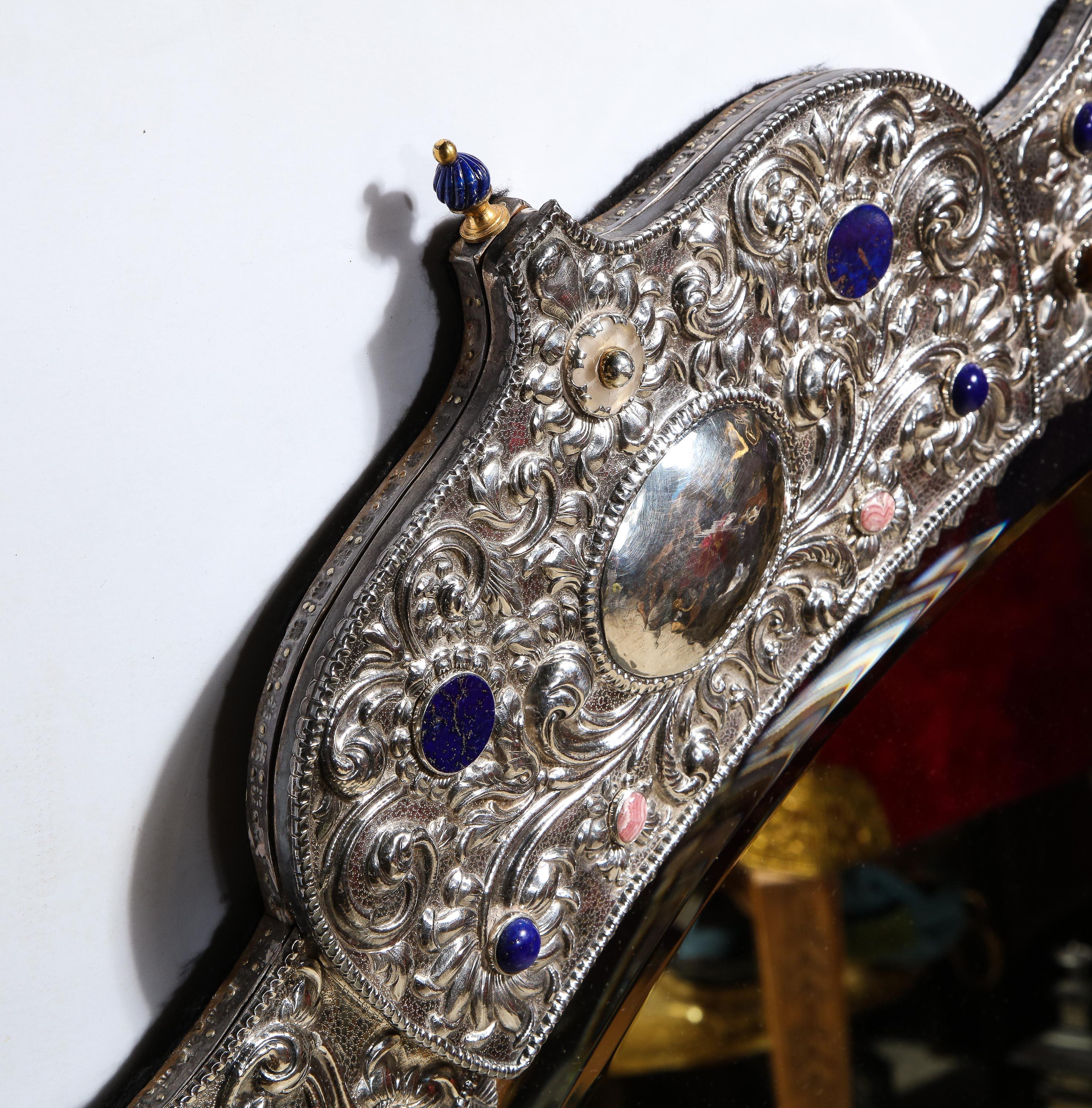 Magnifique et rare miroir de palais thaïlandais en argent, or et bijoux pour palais indien en vente 3