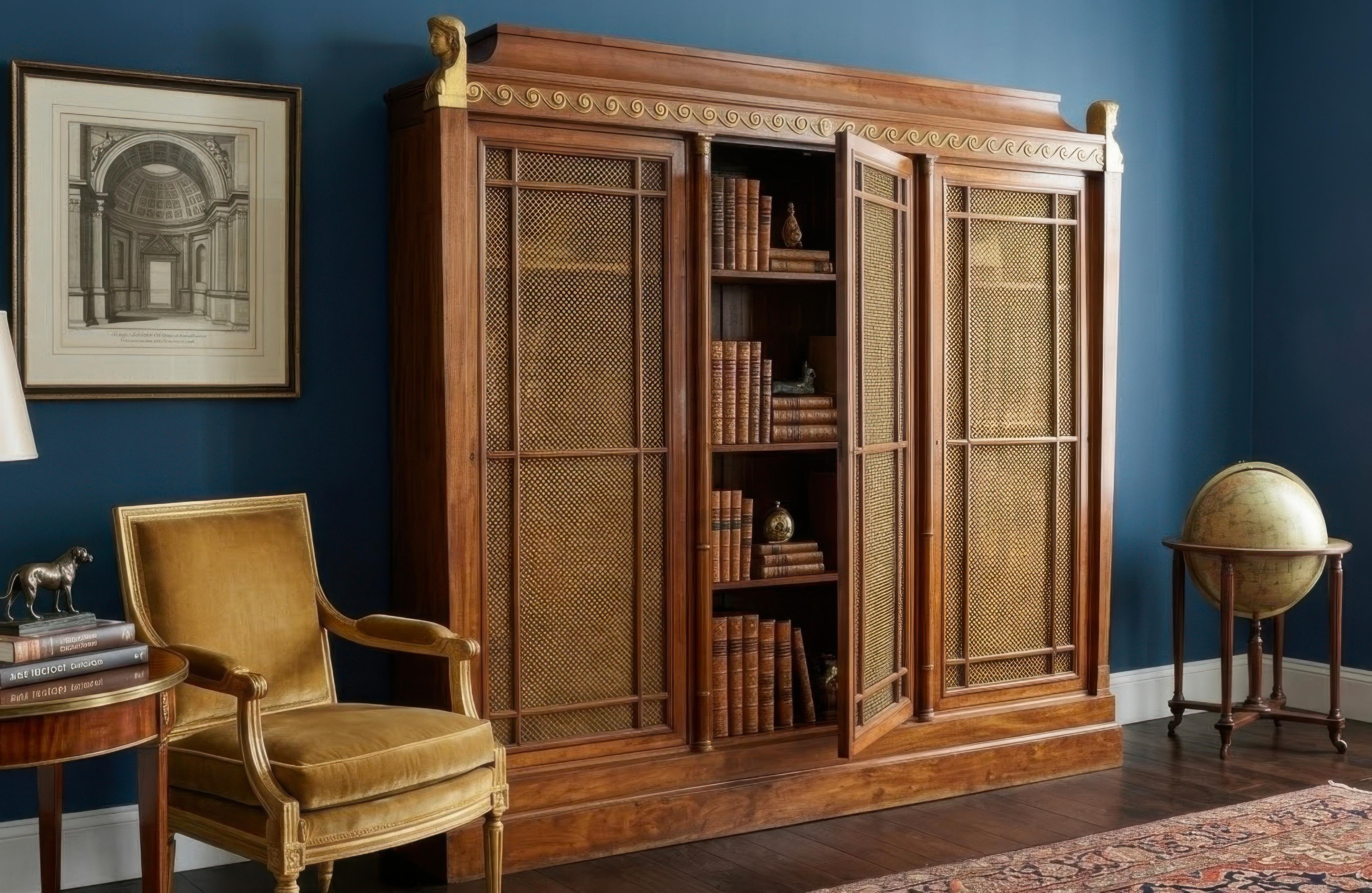 Large-Scale French Empire Revival Mahogany Bibliothèque Bookcase Circa ...