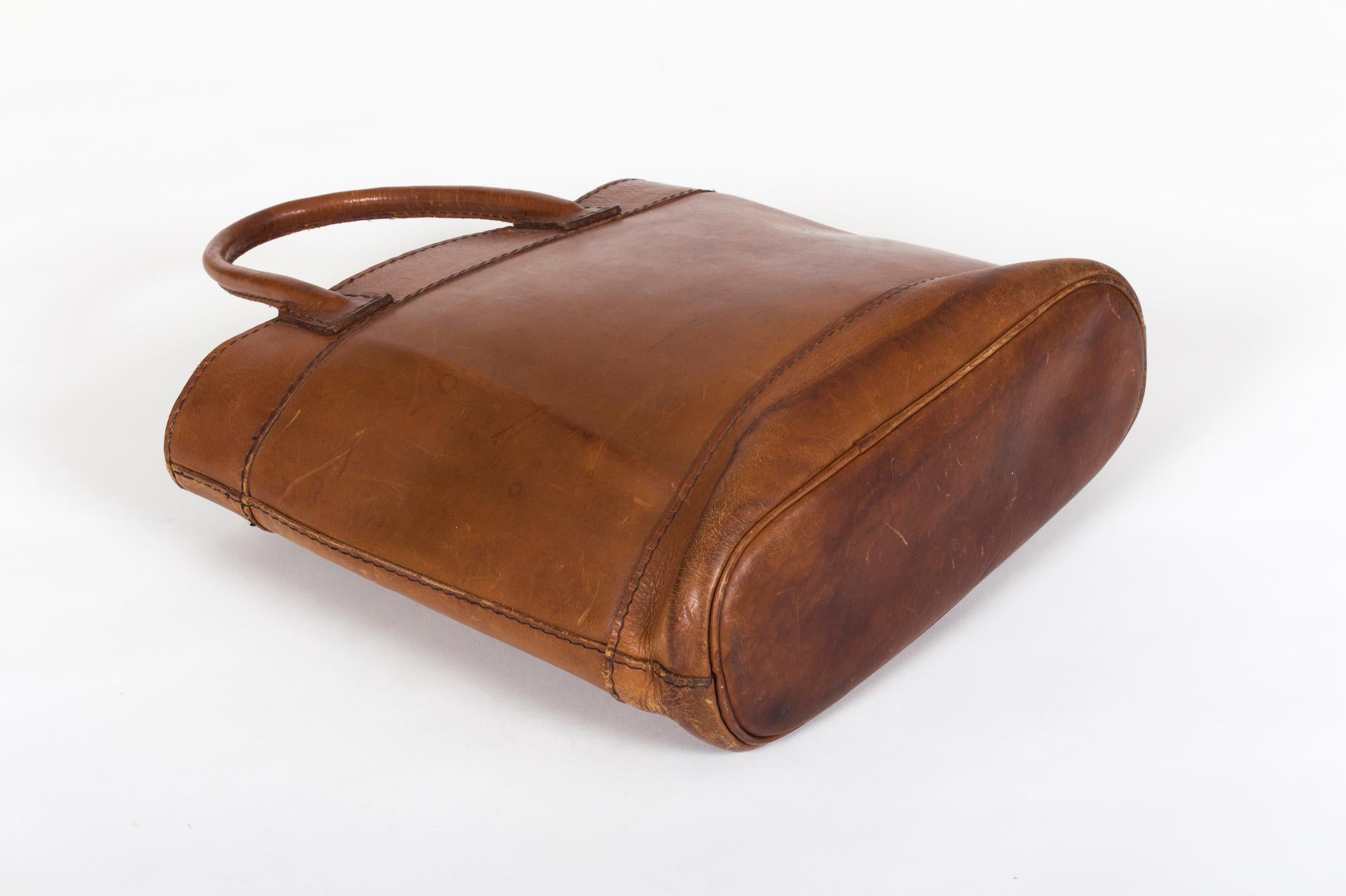 Rare and Marked Collectors Auböck Midcentury Leather Bag, Late 1950s-Early 1960s 3