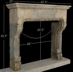 Rare and Old Reclaimed Italian Limestone Fireplace Mantel