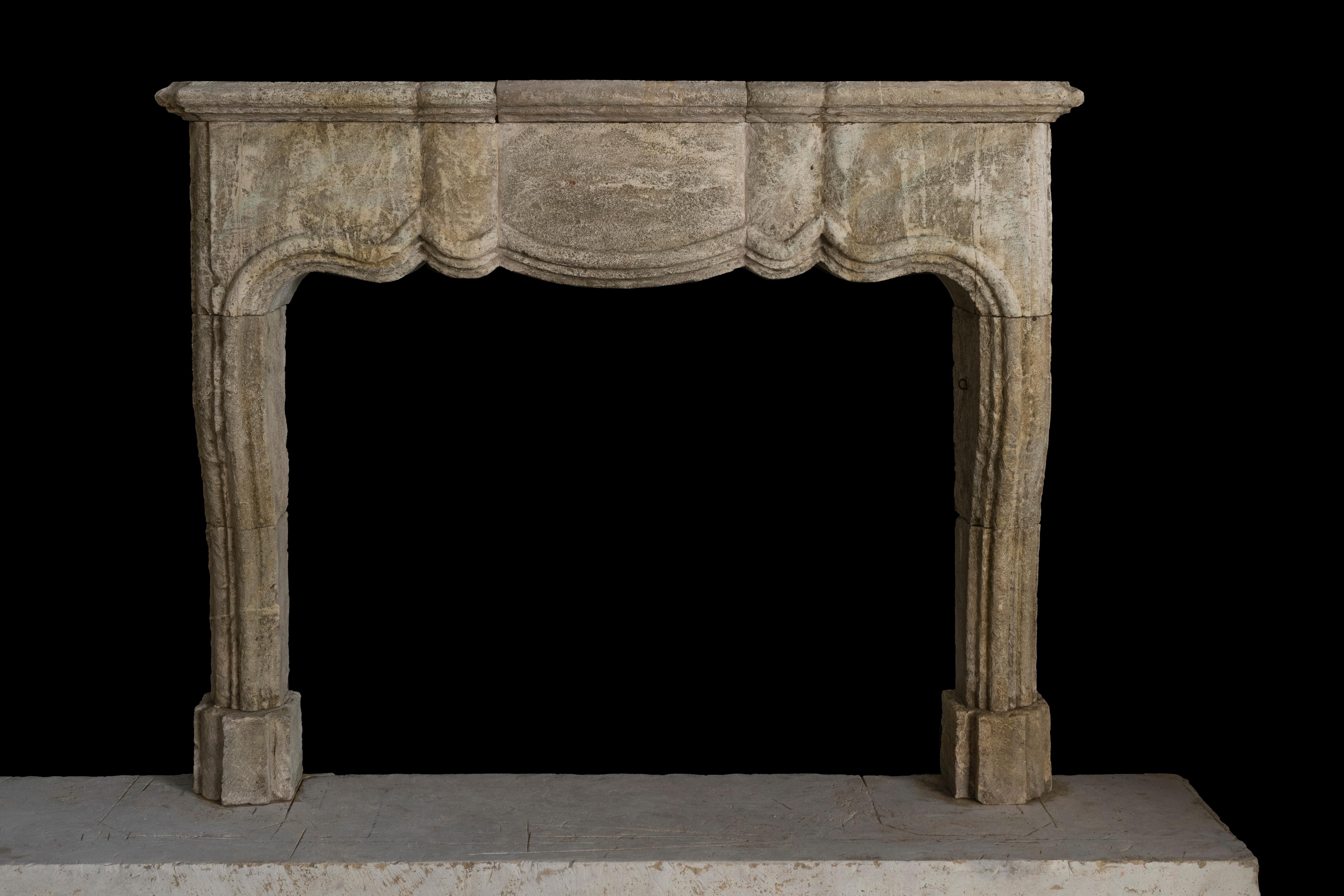 Rustic Rare and Old Reclaimed Italian Limestone Fireplace Mantel For Sale