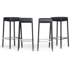 Rare Barstool Enameled, Brushed Chrome Steel w/ Upholstered Seats By Knoll, 1960