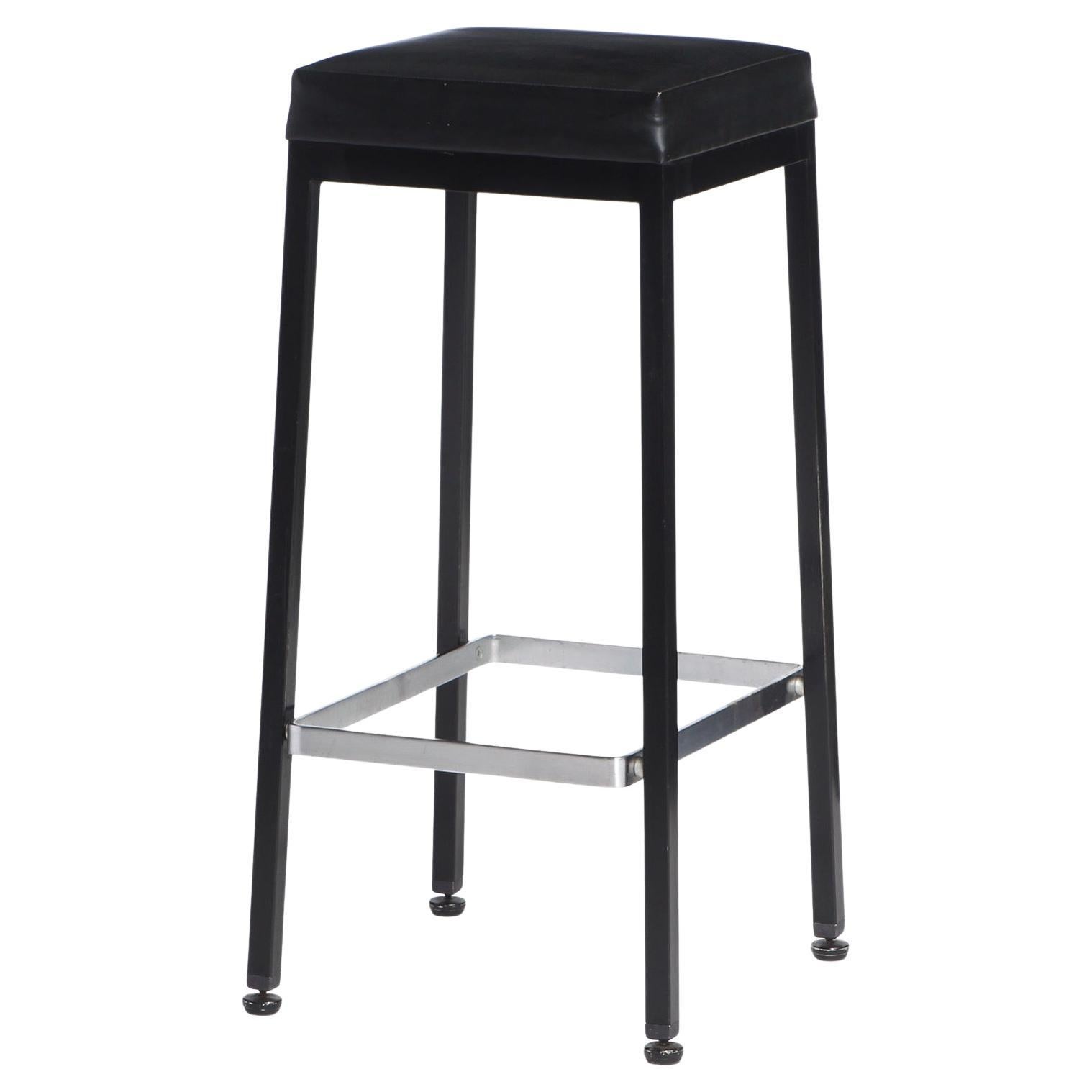 Tabouret de bar émaillé, acier chromé brossé avec sièges rembourrés par Knoll, 1960