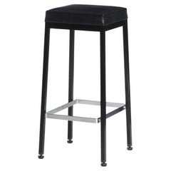 Rare Barstool Enameled, Brushed Chrome Steel w/ Upholstered Seats By Knoll, 1960