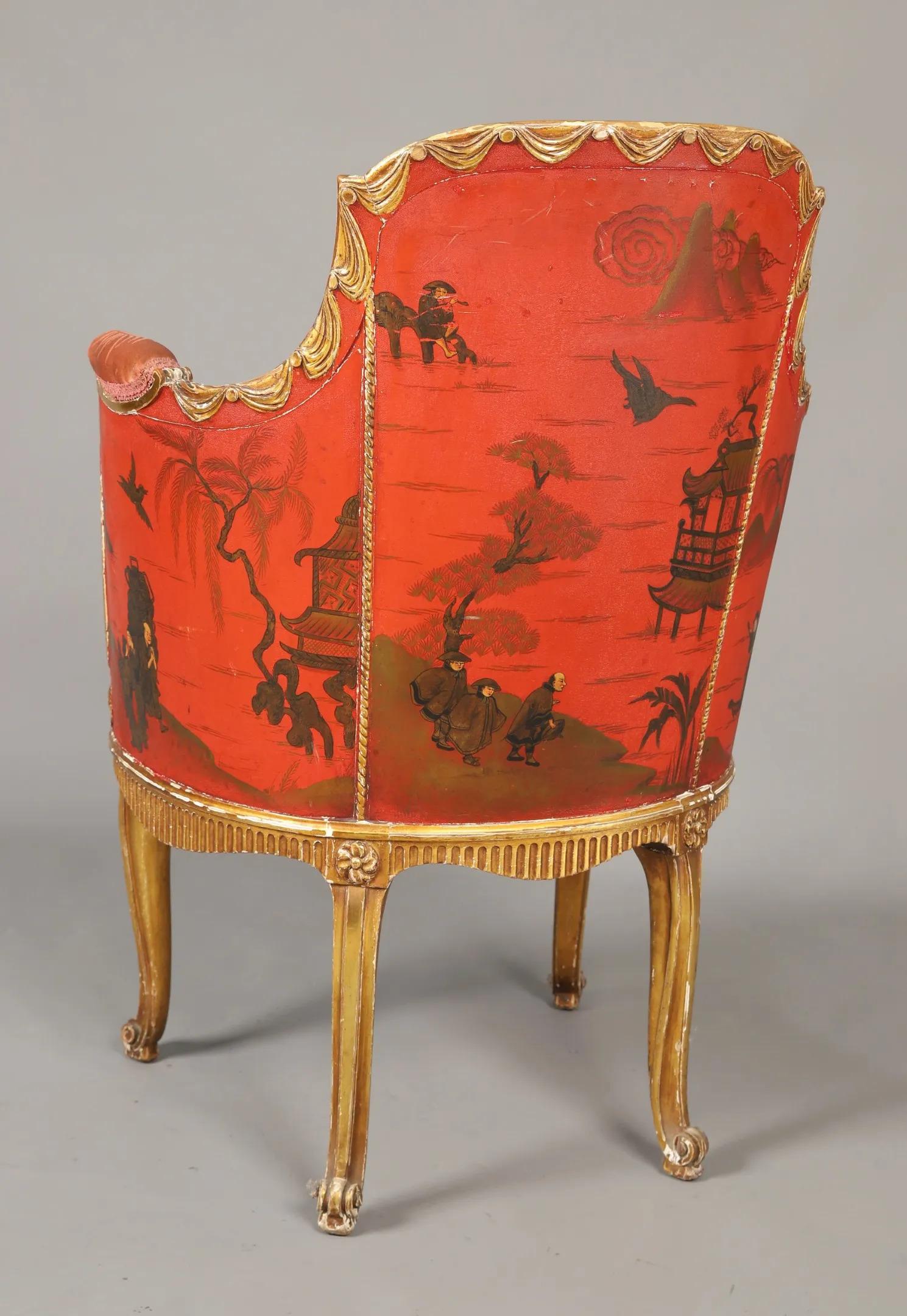 European rare and original Louis XV transition armchair with back and side lacquered  For Sale