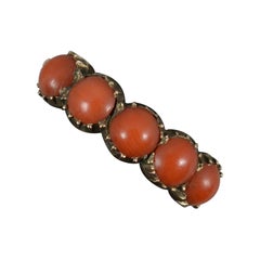 Rare and Quirky Georgian Coral and Rose Gold Half Eternity Stack Ring