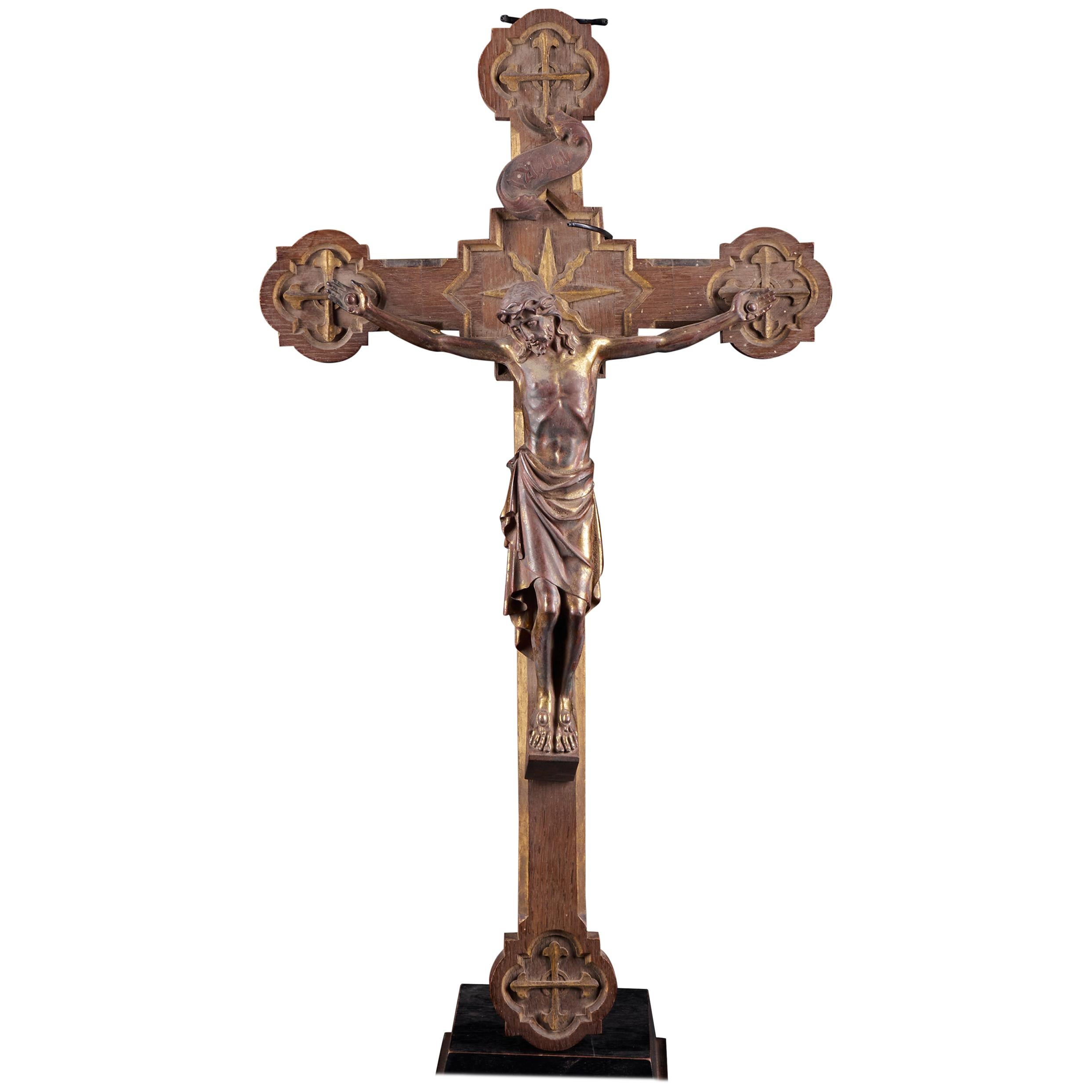 Rare and Remarkable Corpus Christi on a Decorated Wooden Cross