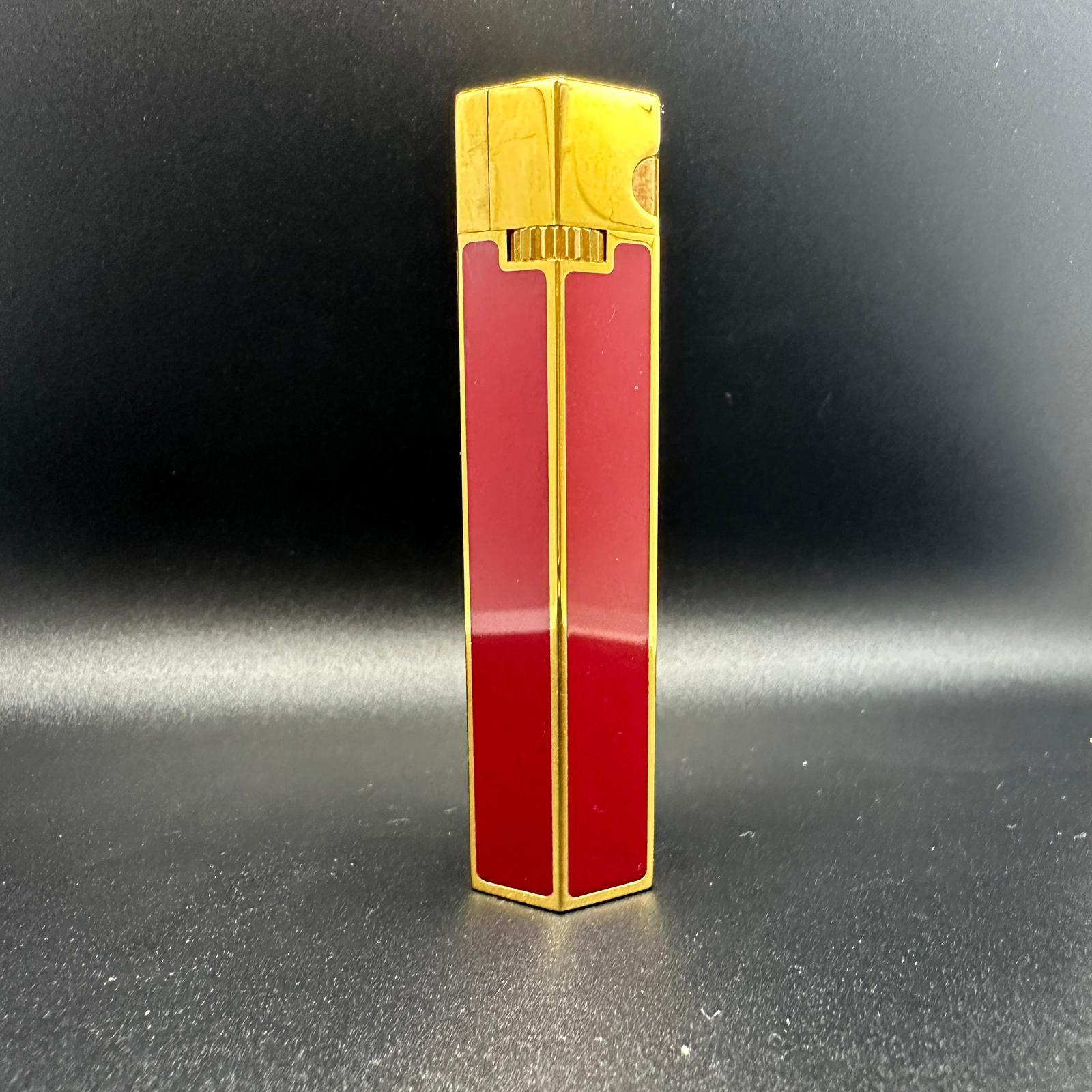 Women's or Men's Celine, Circa 1980s Hexagonal Hot Red Lacquer & Gold Vintage Lighter, Rare Retro For Sale