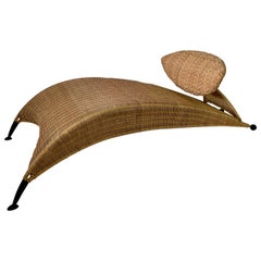 Vintage Rare and Sculptural Natural Wicker Chaise Lounge Chair