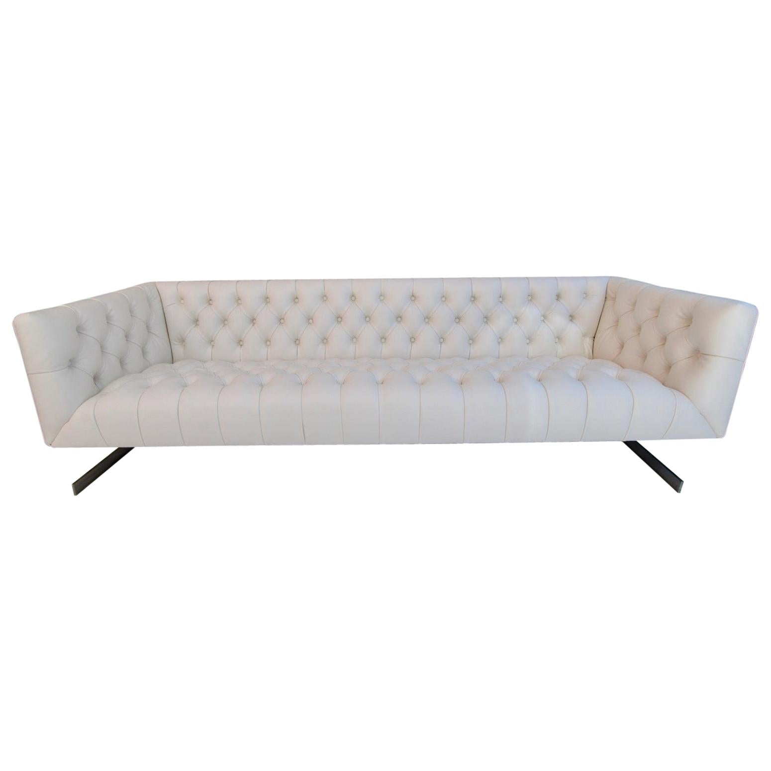 Rare and Sexy Large Sofa Cantilever Design Chesterfield Style For Sale