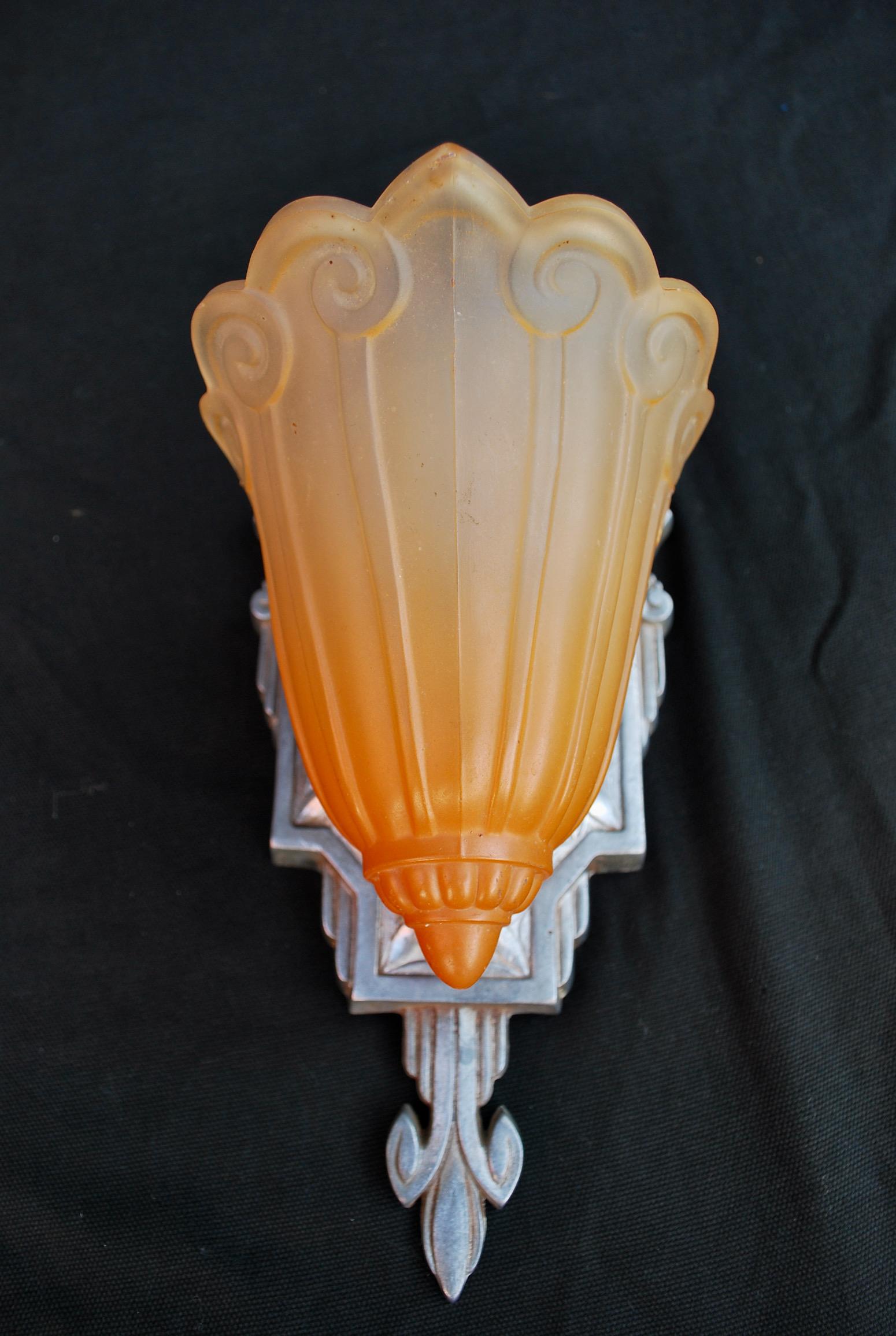 Rare and Sexy Set of eight  Art Deco Sconces ( two are sold ) In Good Condition In Los Angeles, CA