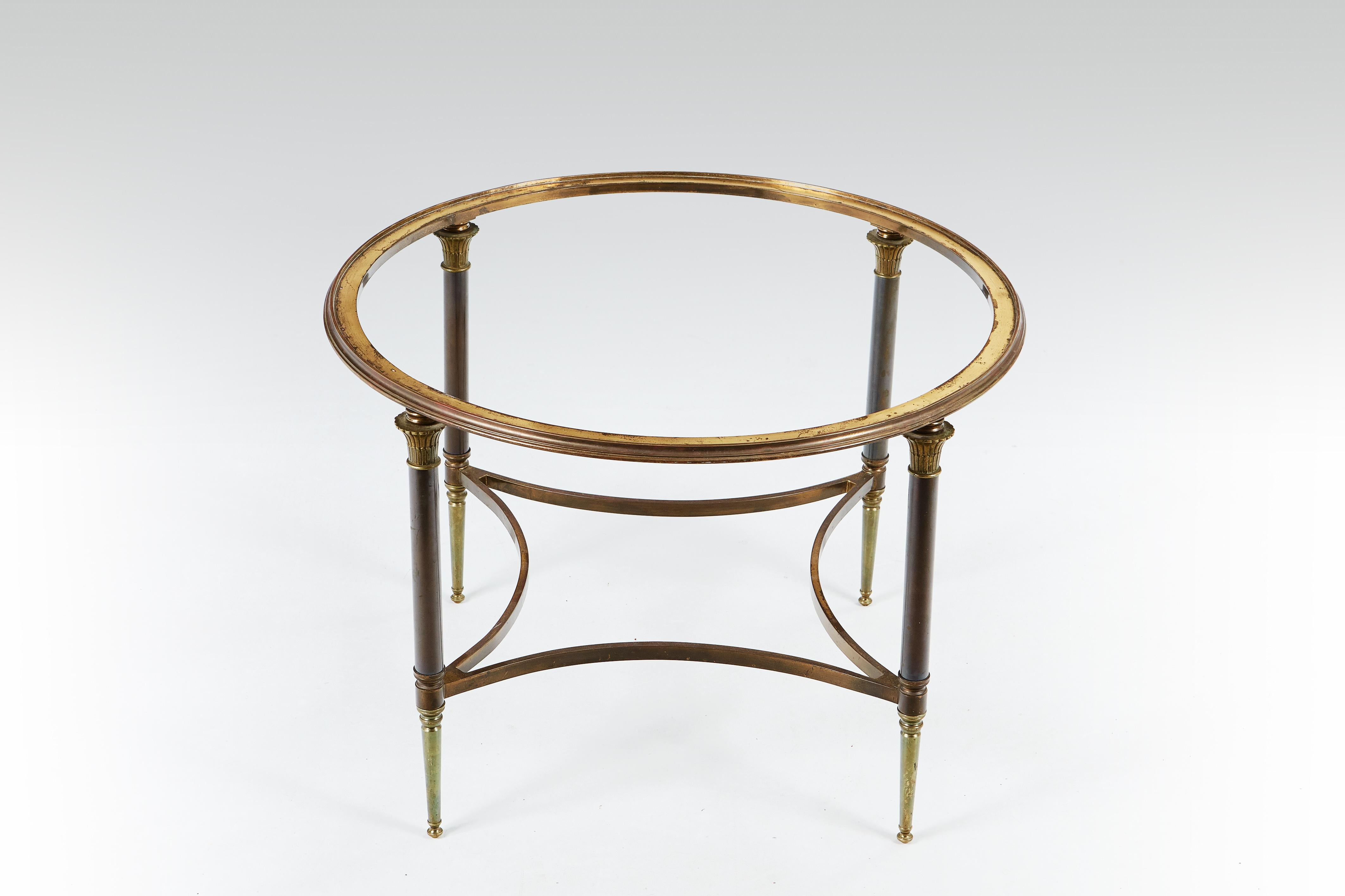 French Rare and Signed Jansen 1950s Gilded Bronze and Brass Occasional Table For Sale