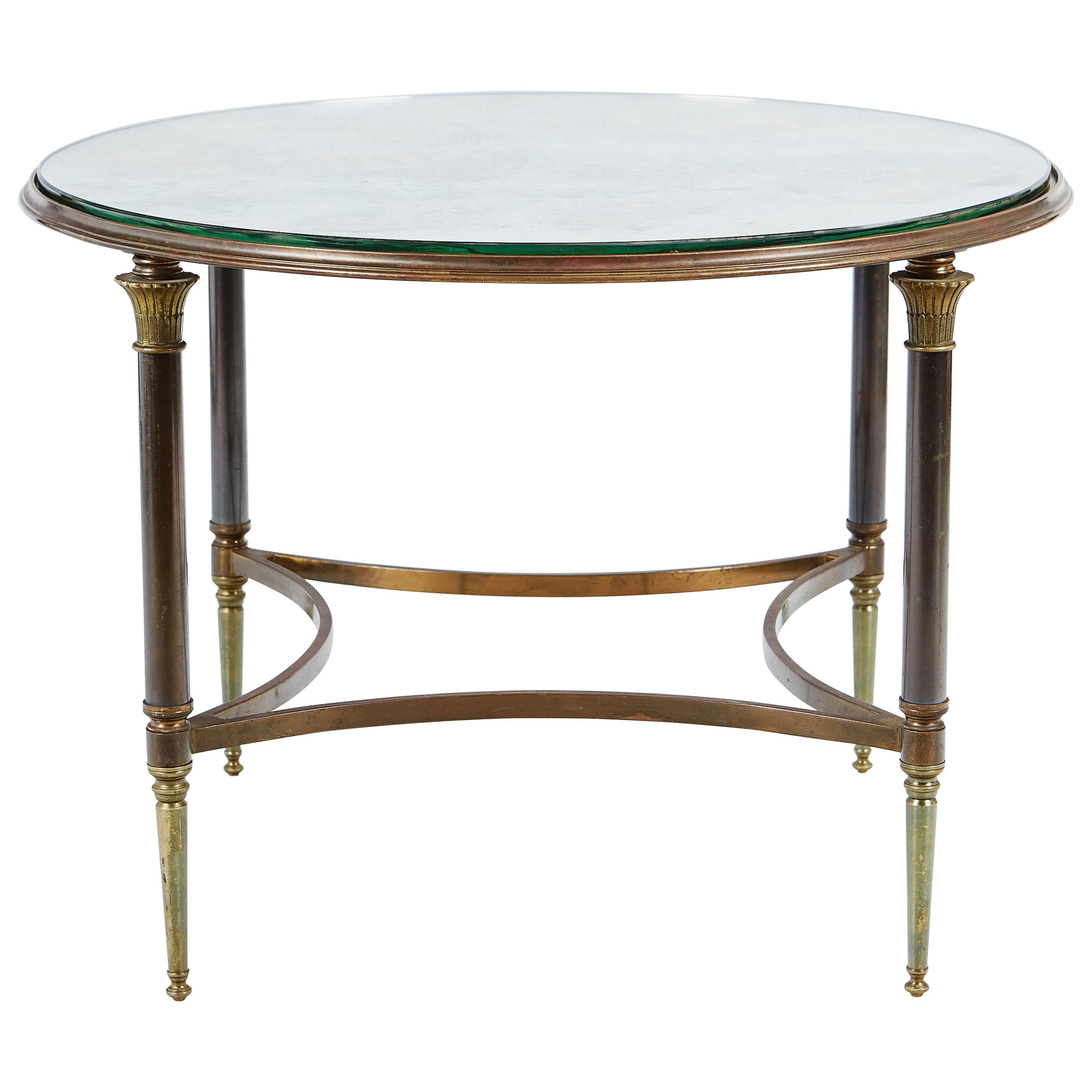 Rare and Signed Jansen 1950s Gilded Bronze and Brass Occasional Table For Sale