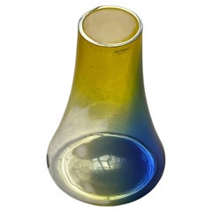 Rare and Special Barbini Murano Vase in Blue & Yellow, signed