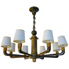 Rare and Stately French Bronze 8-Arm Bank Chandelier