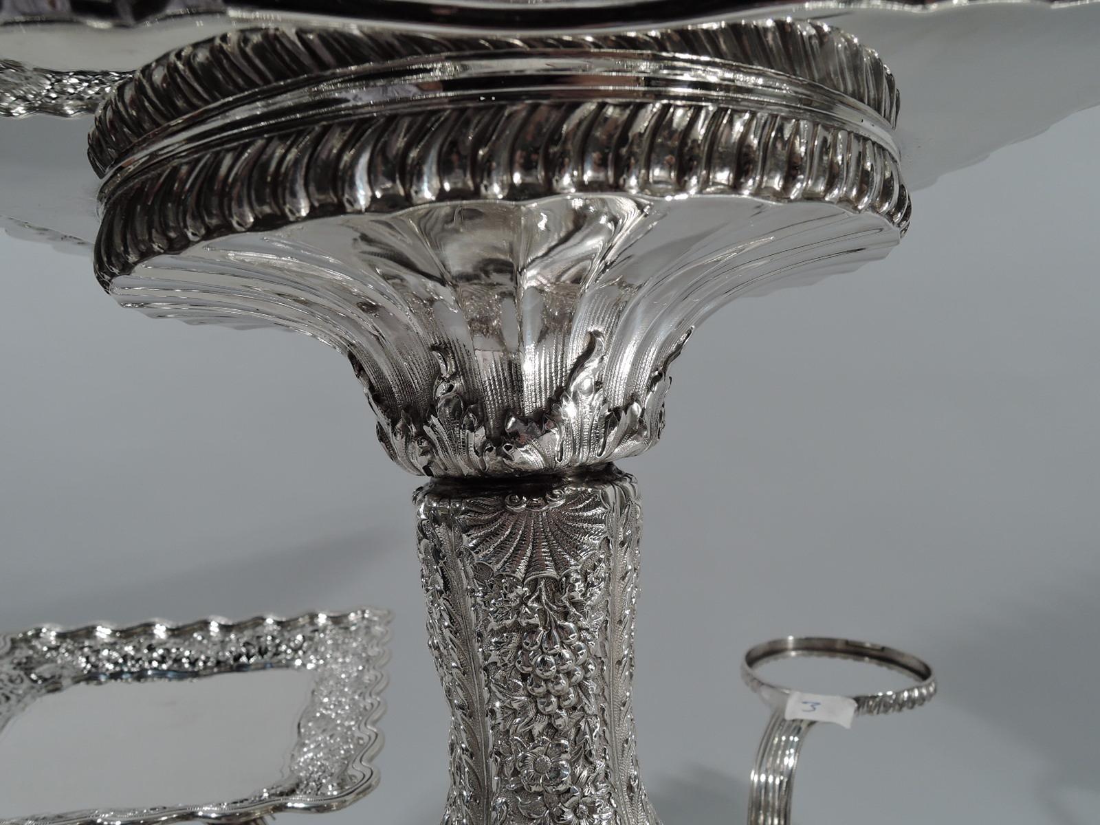 American Rare and Striking Tiffany Repousse Sterling Silver Epergne Centerpiece