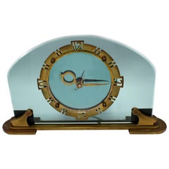 Seltene und atemberaubende Bem Ltd Art Deco Glas:: Messing elektrische Mantle Clock