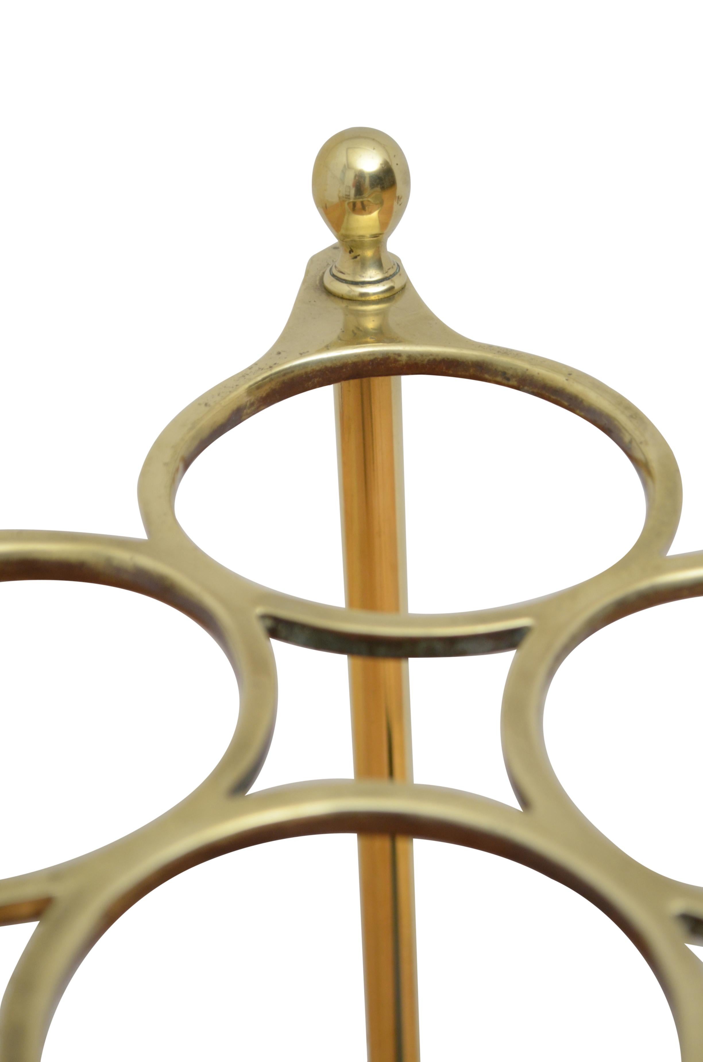 Victorian Rare and Stylish 19th Century Brass Umbrella Stand For Sale