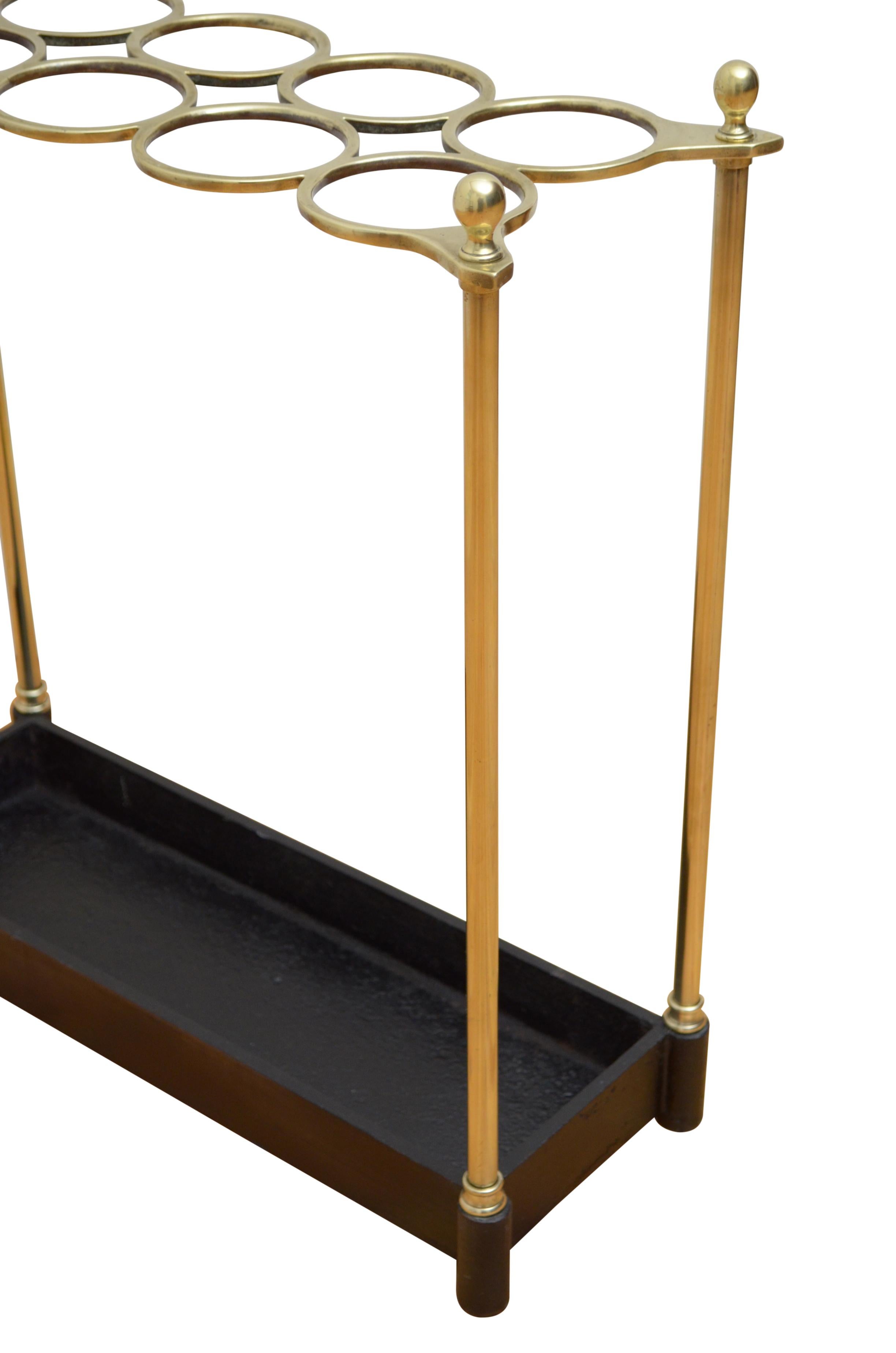 European Rare and Stylish 19th Century Brass Umbrella Stand For Sale