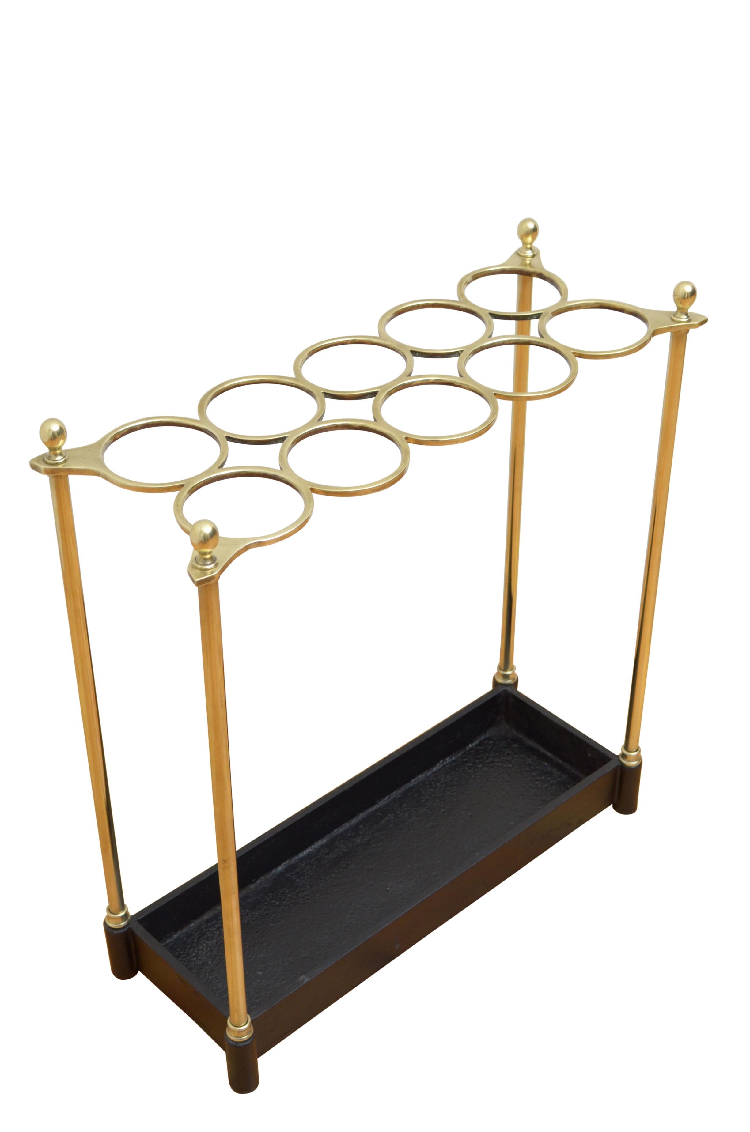 Rare and Stylish 19th Century Brass Umbrella Stand For Sale 1