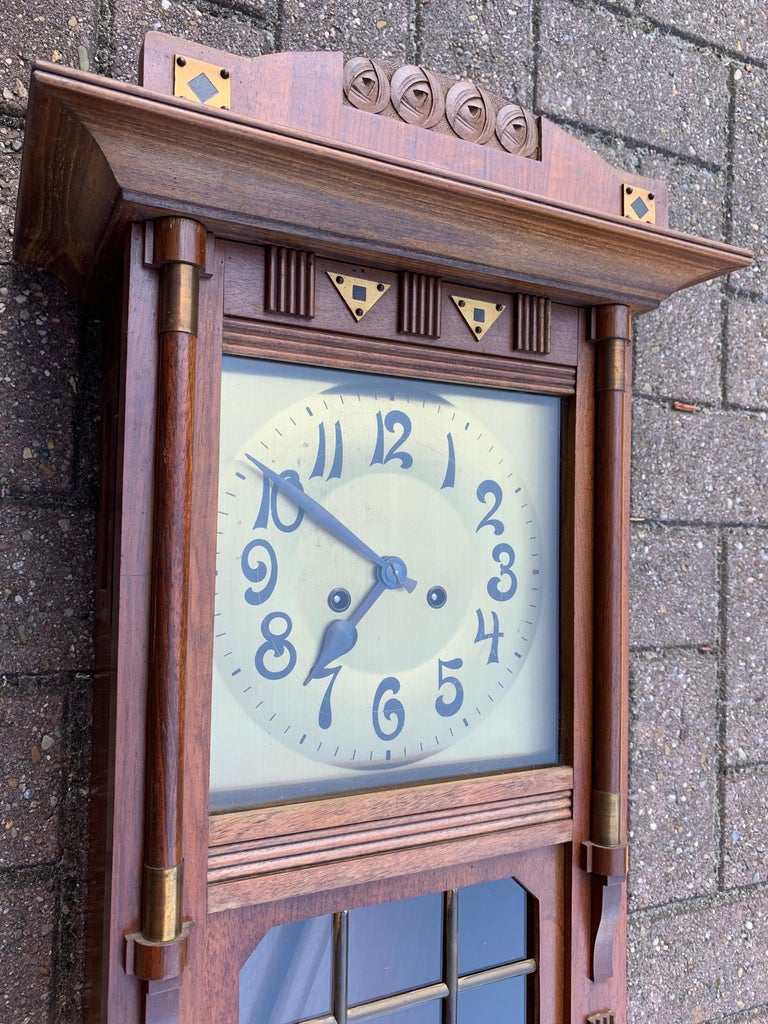 Rare and Stylish Arts and Crafts Geometrical Design Nutwood and Brass