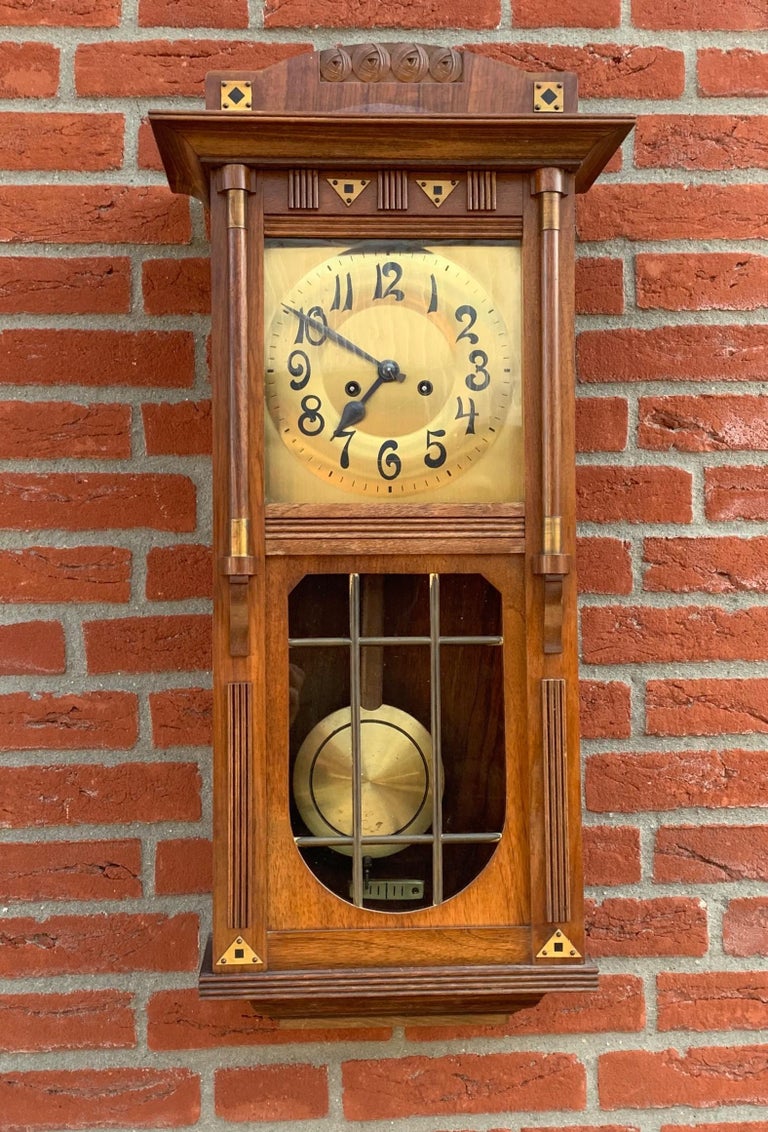 Rare and Stylish Arts and Crafts Geometrical Design Nutwood and Brass