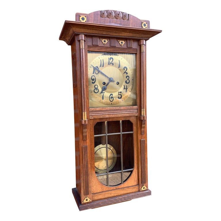 Rare and Stylish Arts and Crafts Geometrical Design Nutwood and Brass