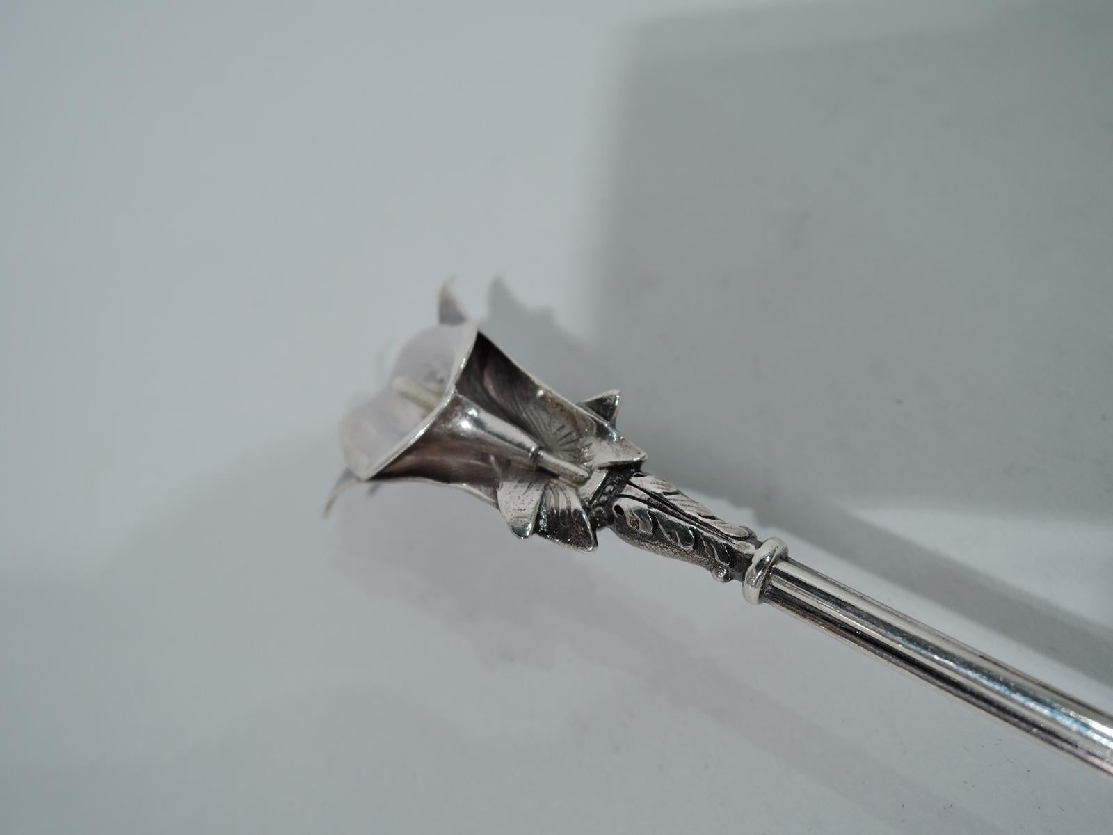 Aesthetic Movement Rare and Stylish New York Sterling Silver Calla Lily Serving Spoon