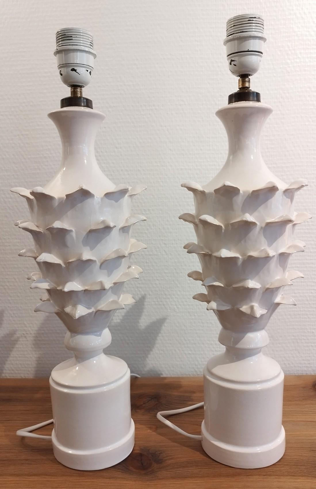 Rare and Superb Pair of Jean Roger Lamps, circa 1960-1970 In Good Condition In NANTES, FR