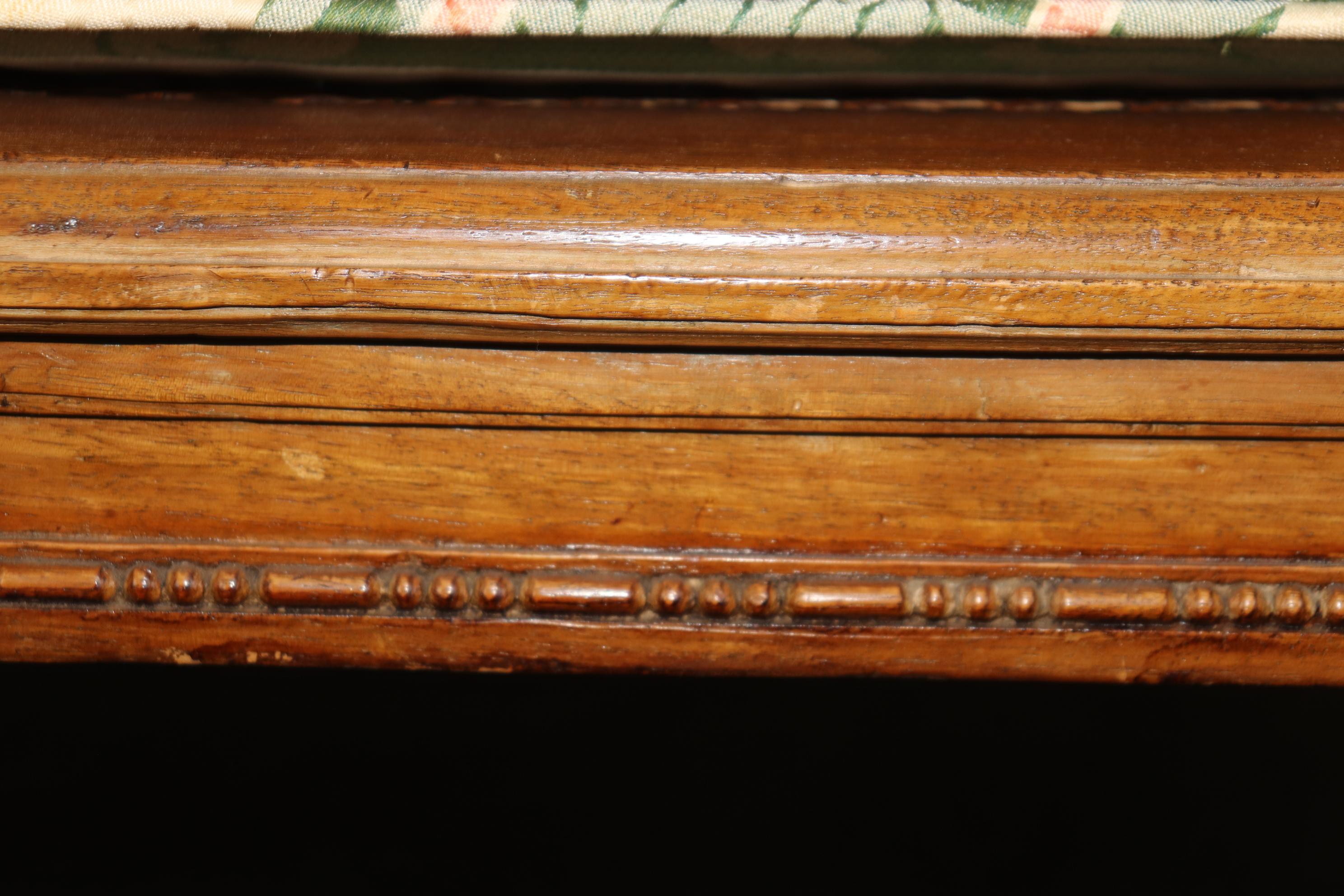 Rare and Unique Carved Walnut Damask Upholstered Caned French Louis XVI Daybed 9