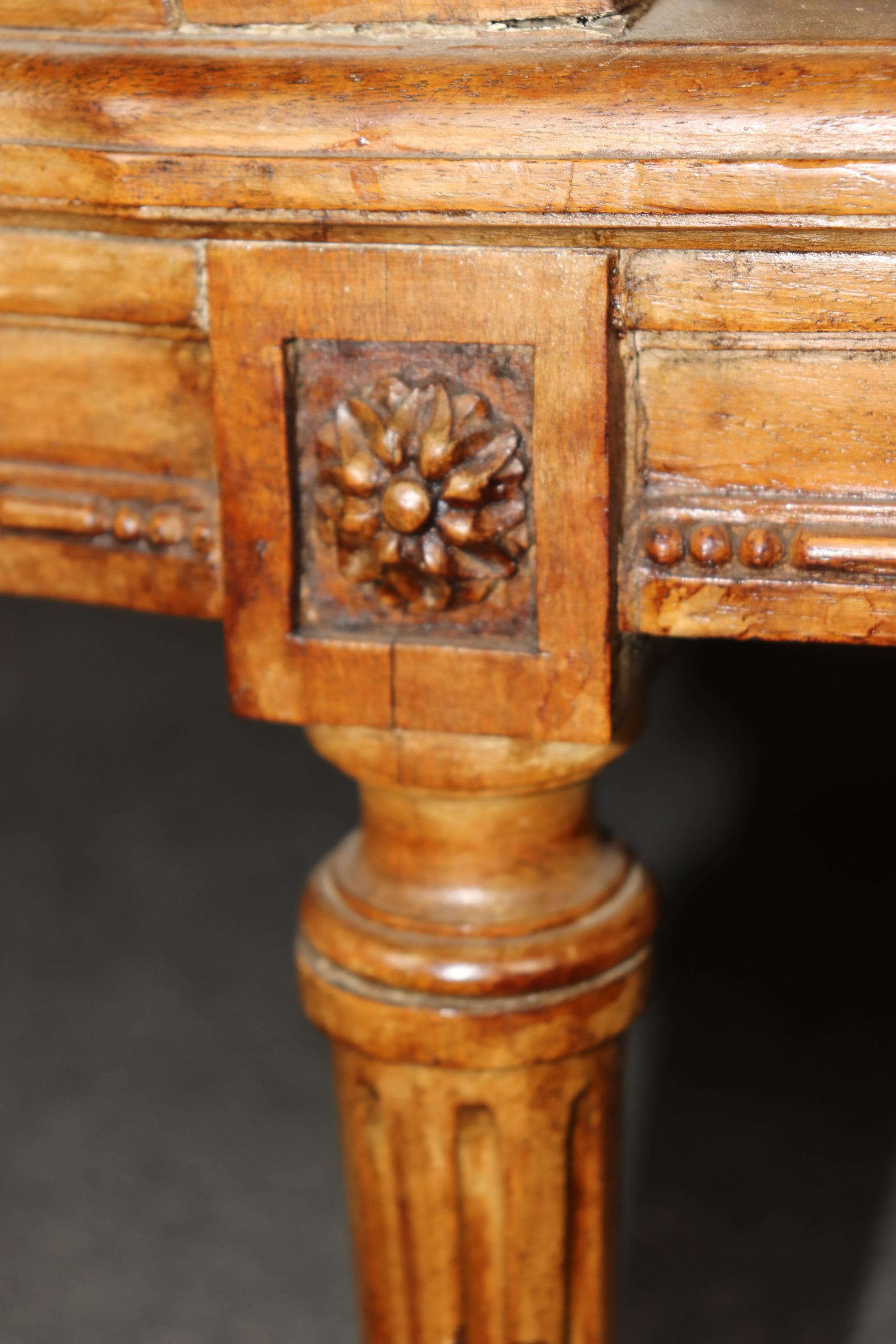Rare and Unique Carved Walnut Damask Upholstered Caned French Louis XVI Daybed 10