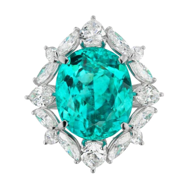 Seltener und einzigartiger neonblauer unerhitzter brasilianischer Ring im Angebot