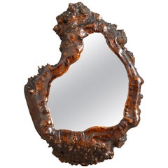 Rare and Unusual 19th Century Burr or Root-Work Grotto Mirror