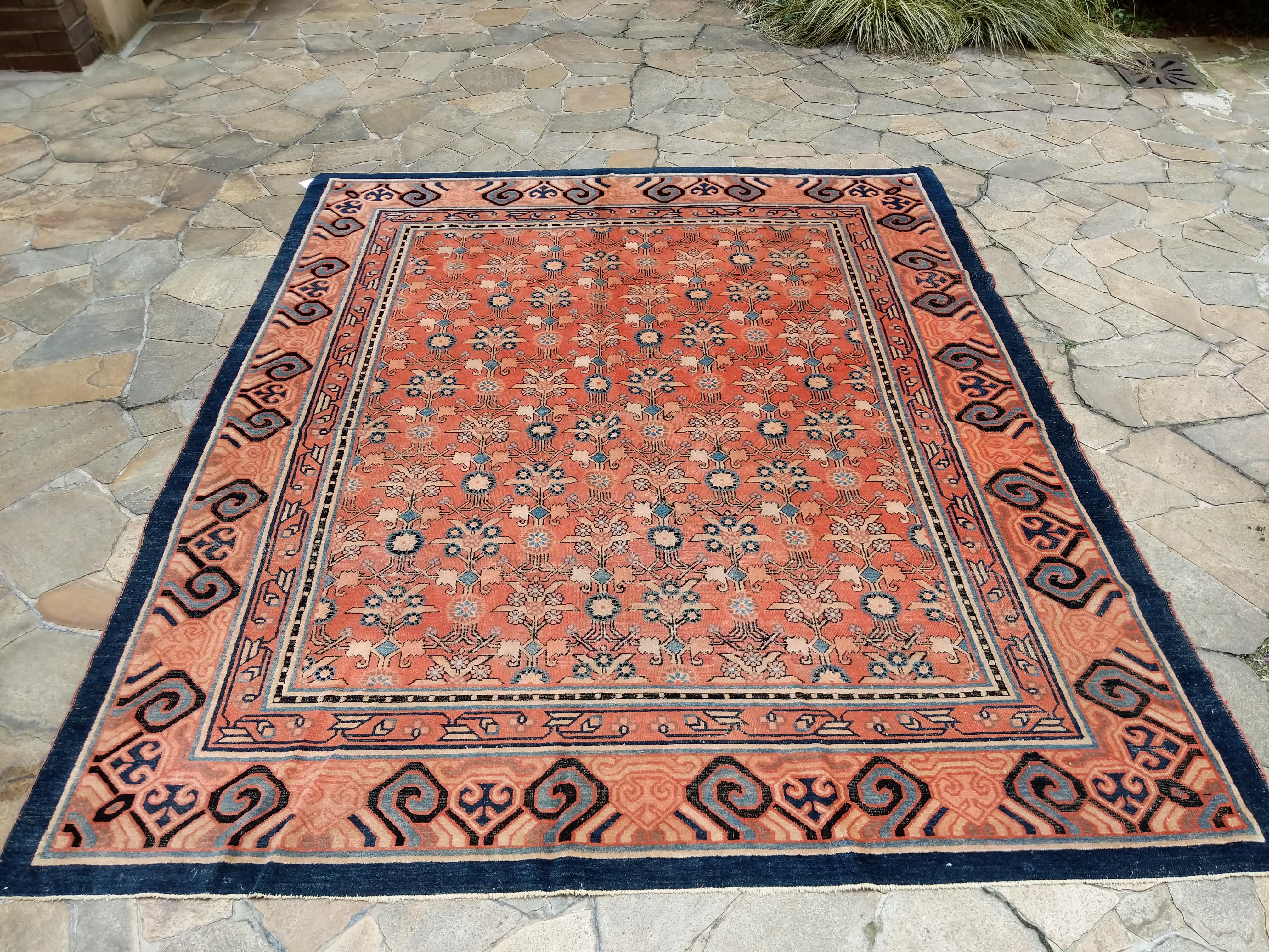 19th Century Rare and Unusual Antique Kashgar Rug with Mughal Pattern For Sale