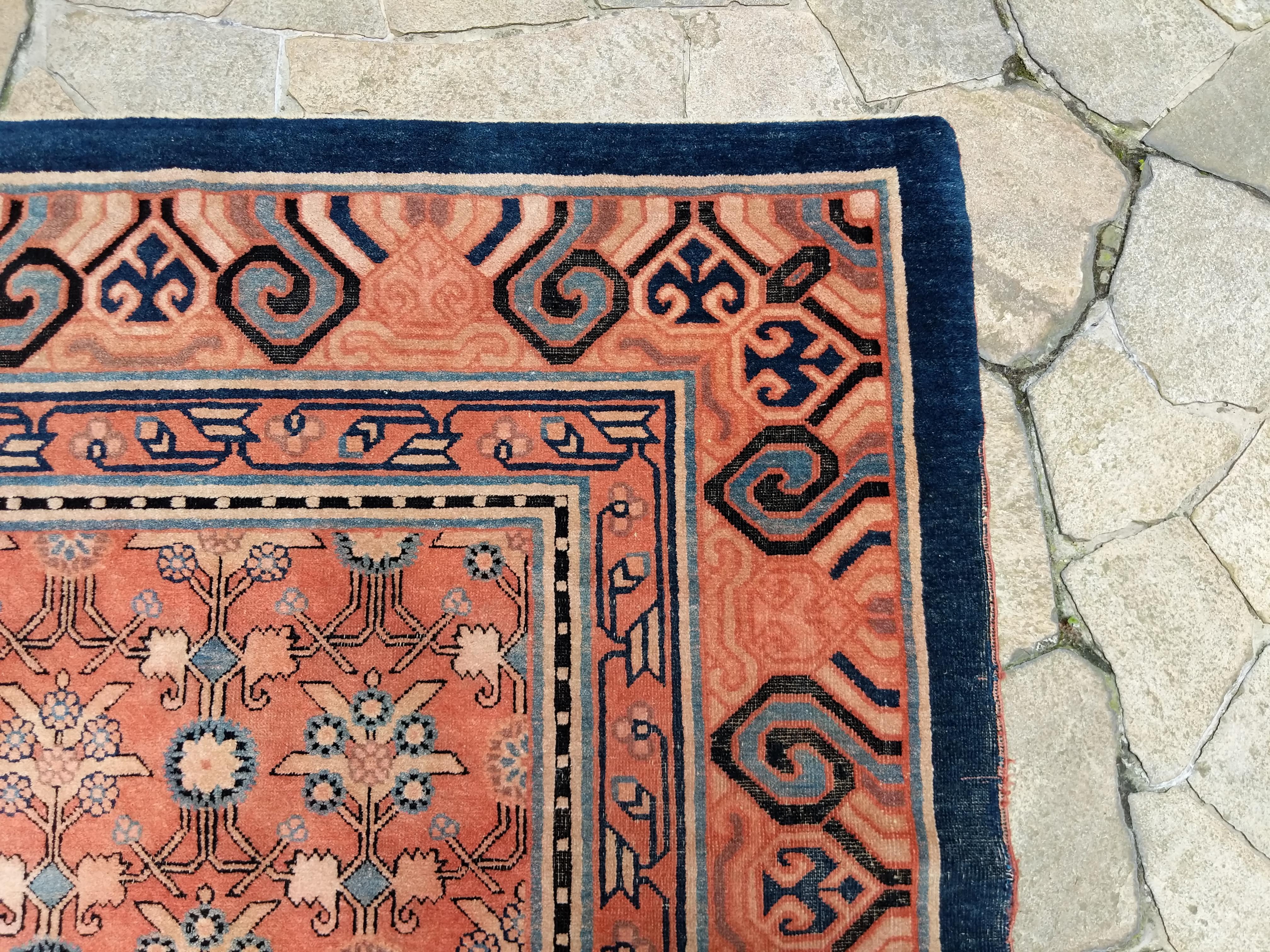 Rare and Unusual Antique Kashgar Rug with Mughal Pattern For Sale 4