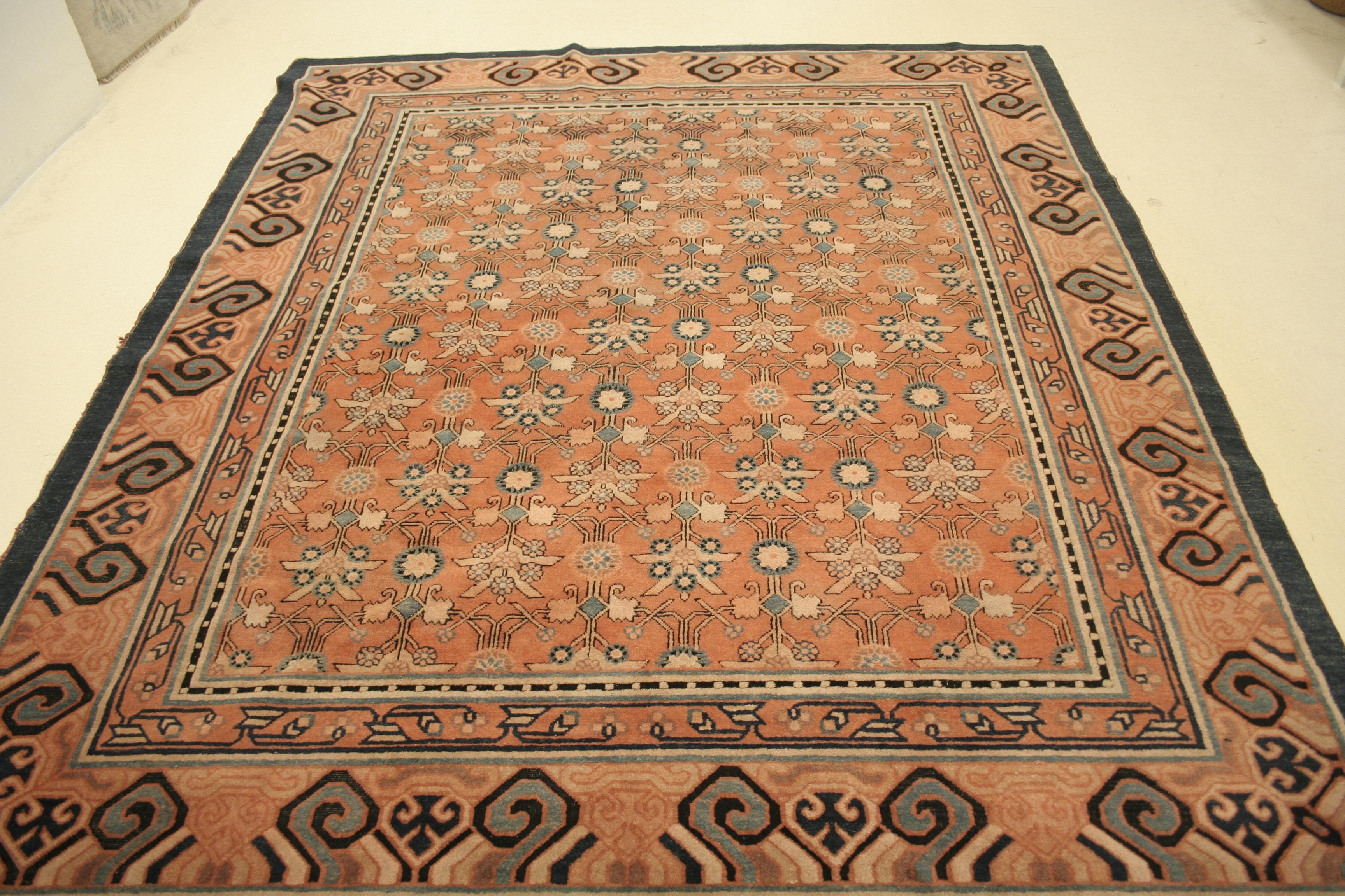 Ming Rare and Unusual Antique Kashgar Rug with Mughal Pattern For Sale