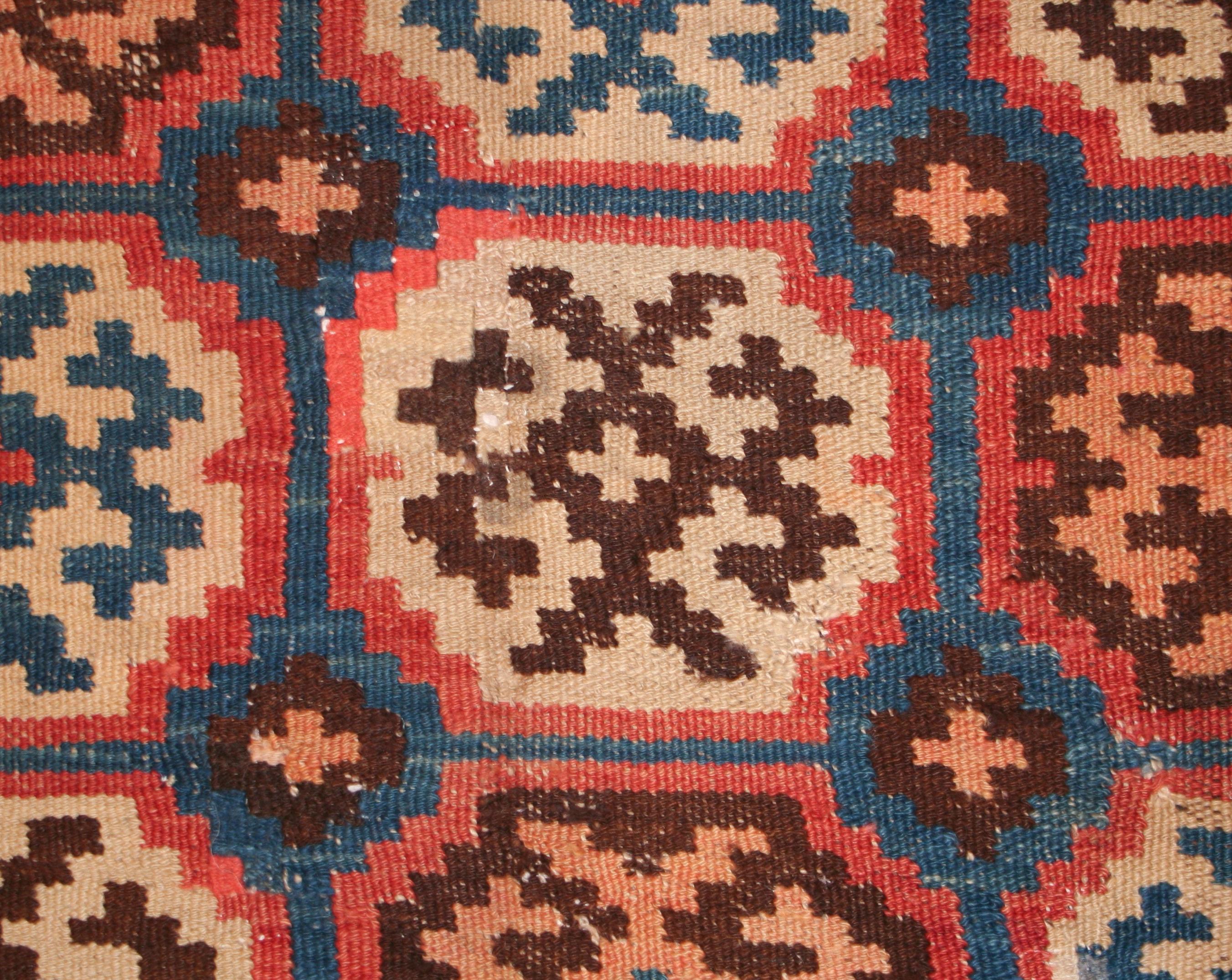 Hand-Woven Rare and Unusual Antique Khotan Kilim Rug For Sale
