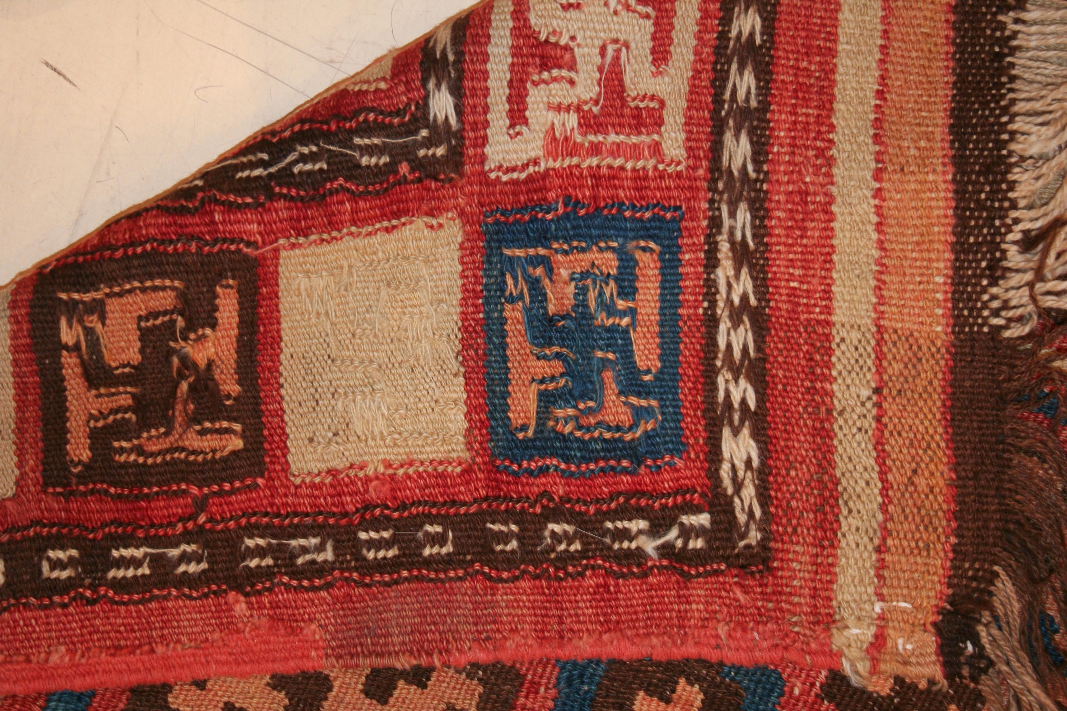 Mid-19th Century Rare and Unusual Antique Khotan Kilim Rug For Sale