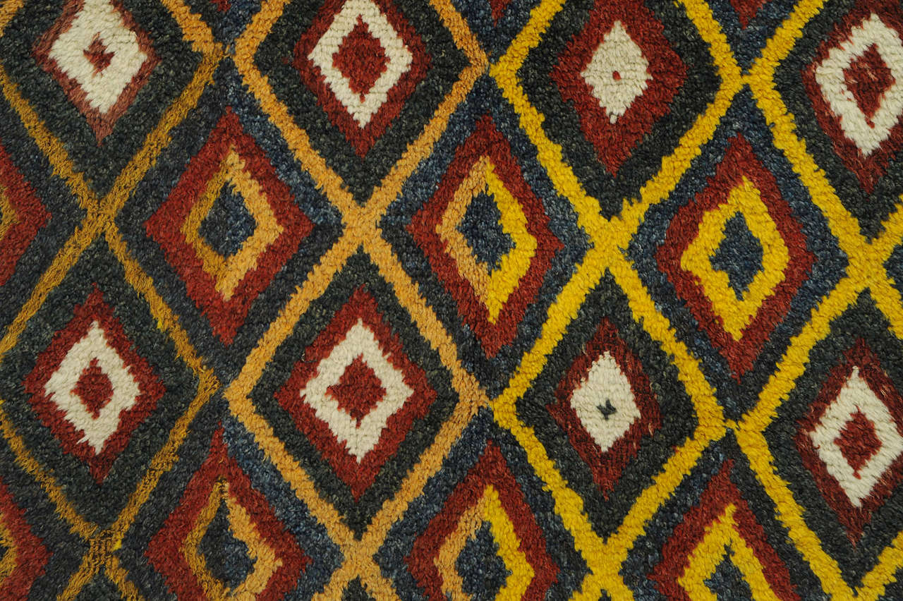 Tribal Rare et inhabituel tapis ancien ouzbek géométrique Julkhyr en vente
