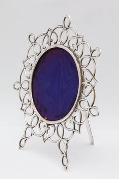 Rare and Unusual Edwardian Large All Sterling Silver Wire Footed Picture Frame